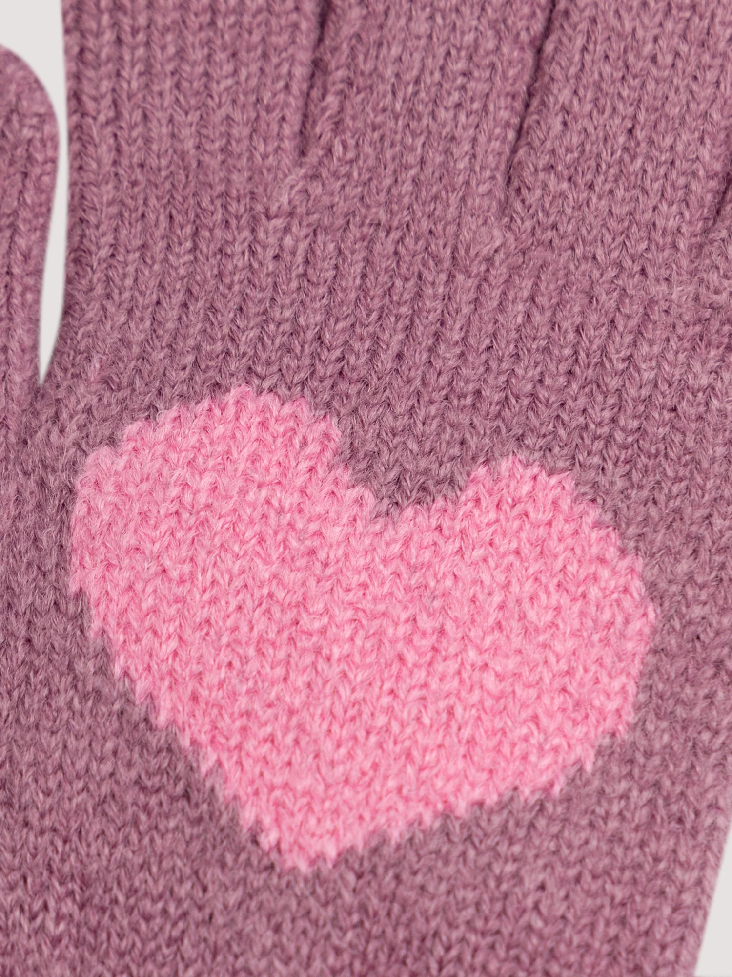 Gants violet en tricot à coeurs pour fille - Image 2
