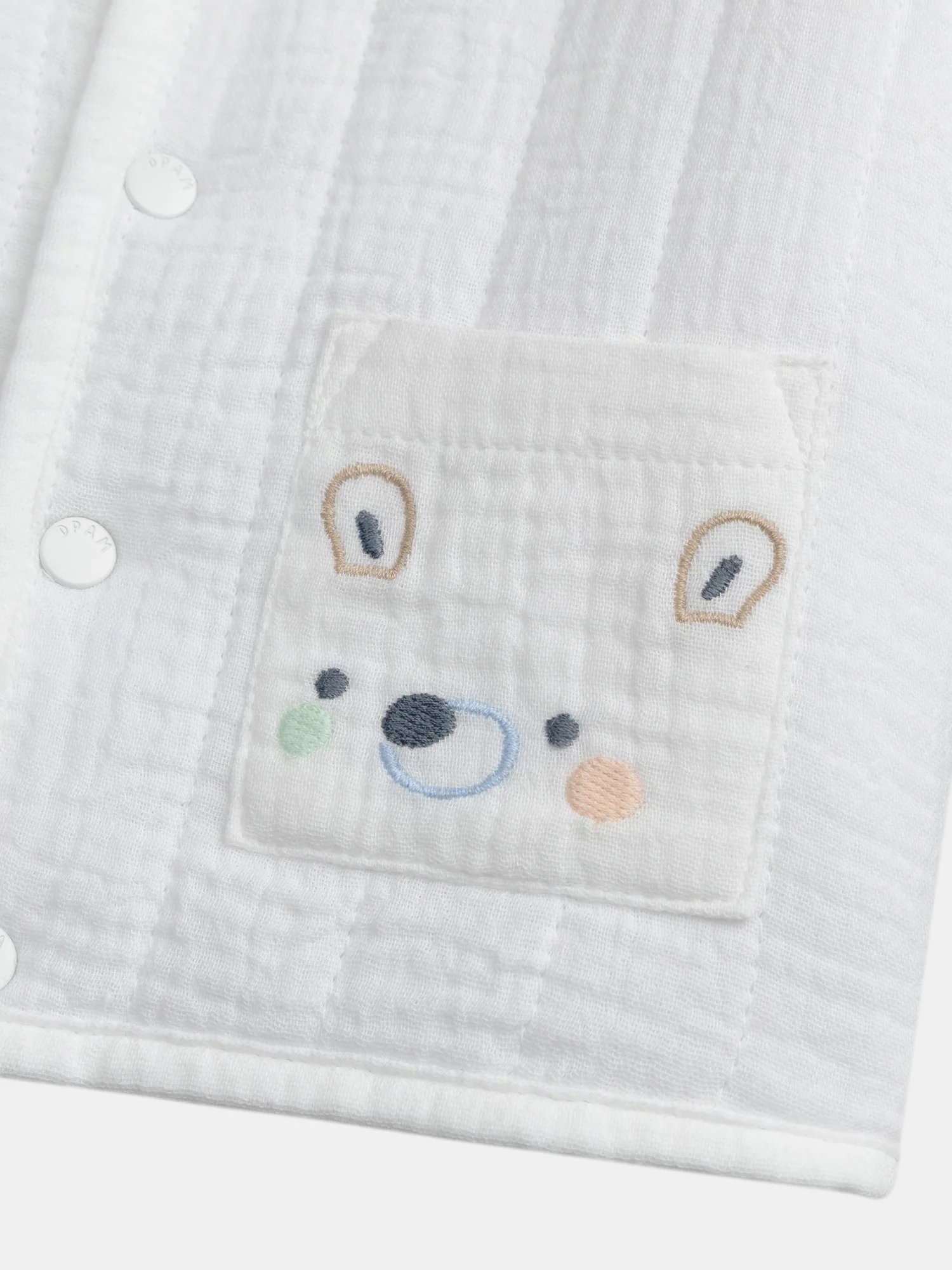 Gilet blanc poche ourson naissance mixte - Image 2