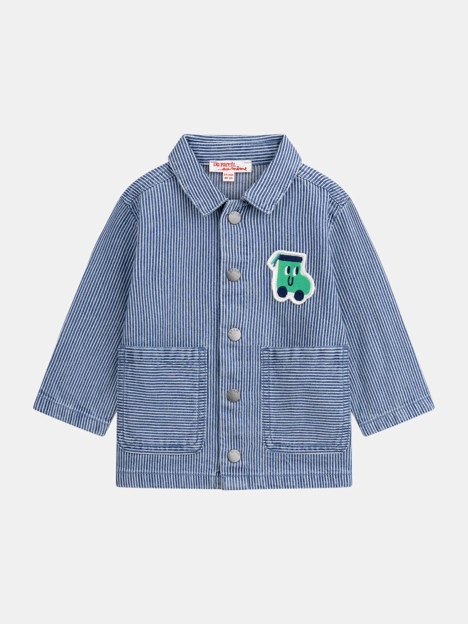 Veste boutonnée en denim rayé pour bébé garçon