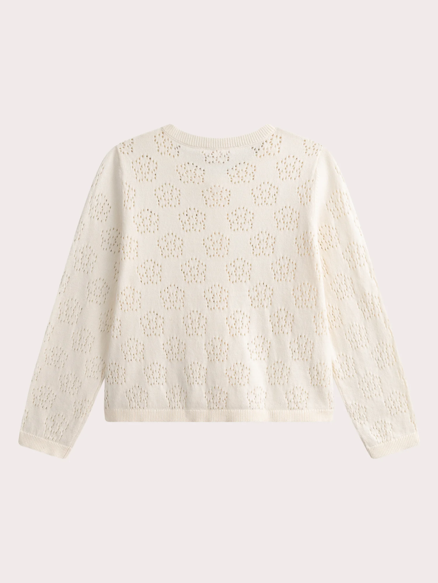 Gilet écru en maille ajourée motif fleur - Image 3