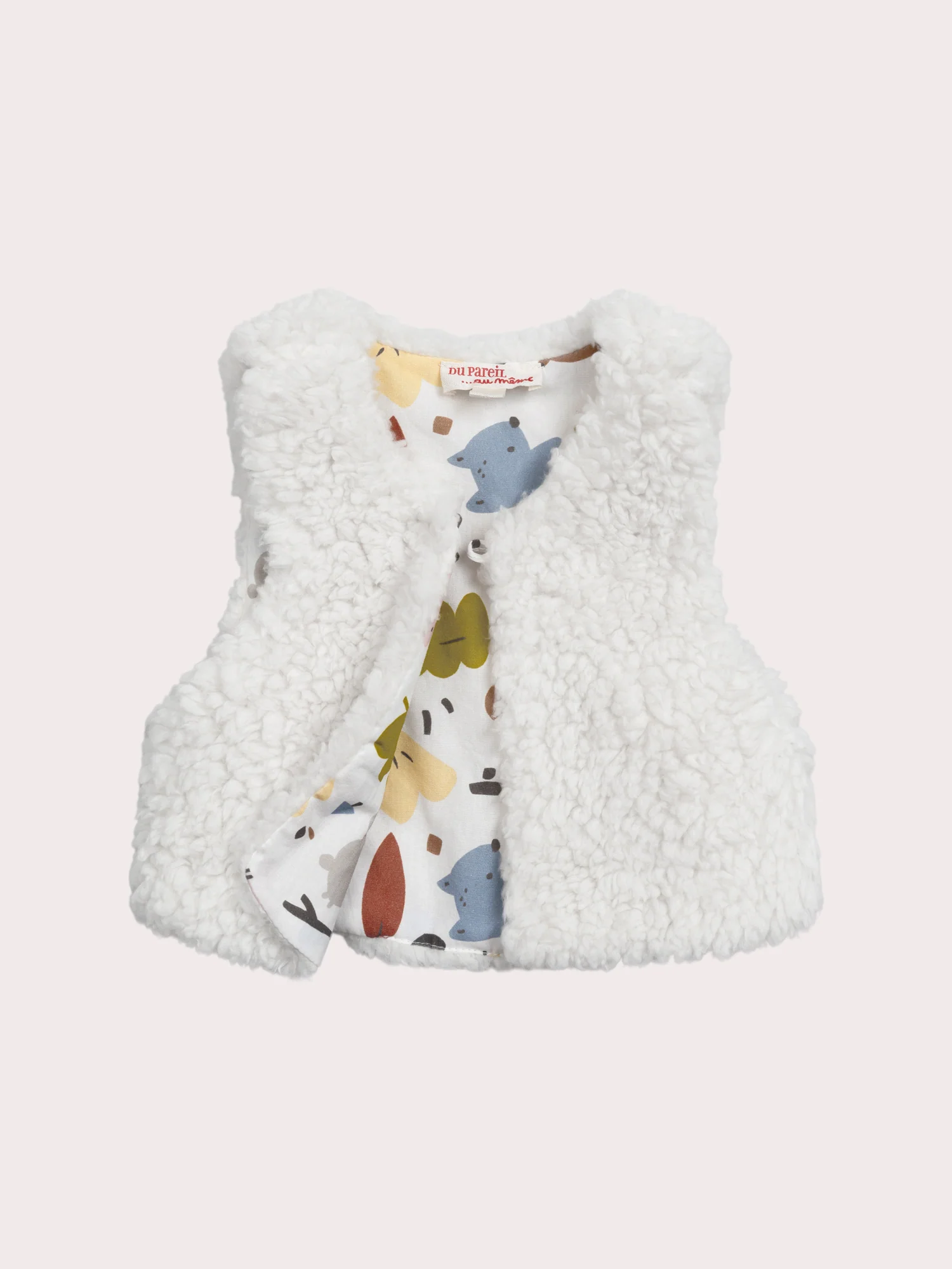 Gilet naissance sans manches blanc réversible