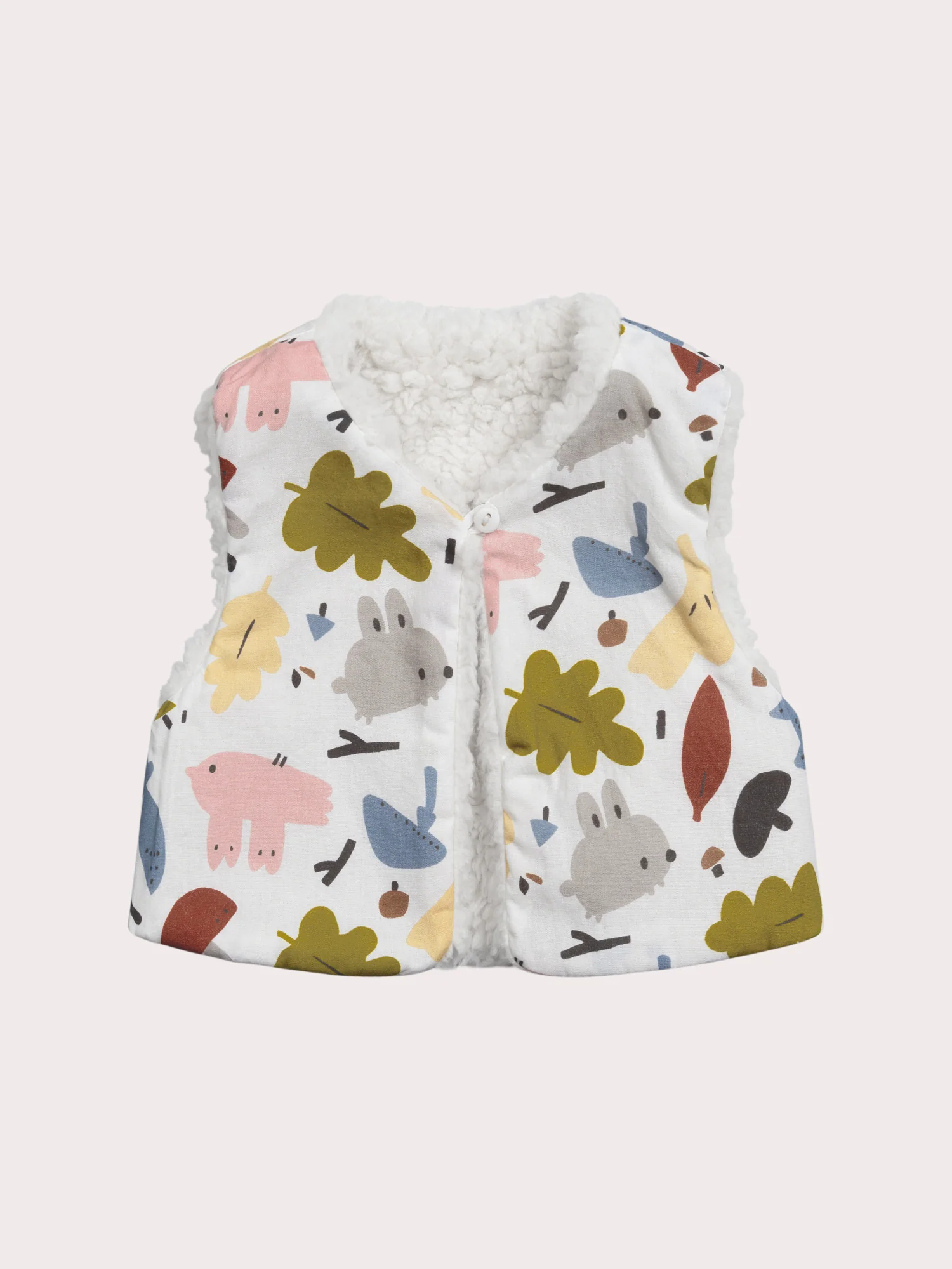 Gilet naissance sans manches blanc réversible - Image 3