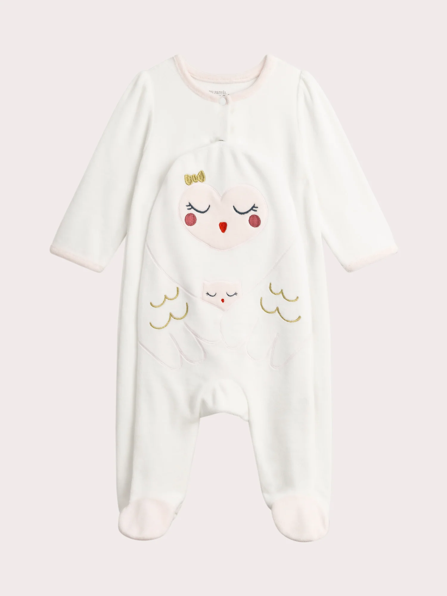 Grenouillere beige en velours pour bébé fille