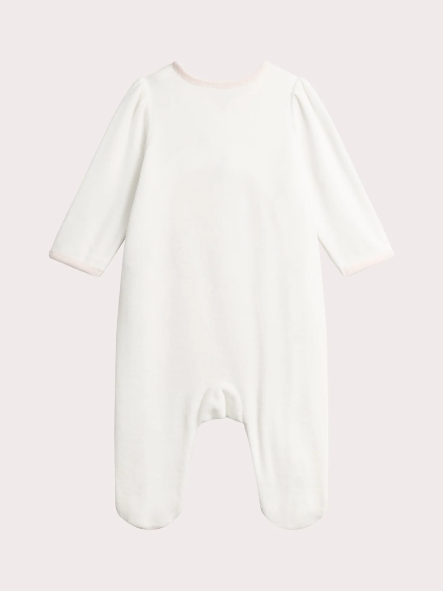 Grenouillere beige en velours pour bébé fille - Image 3