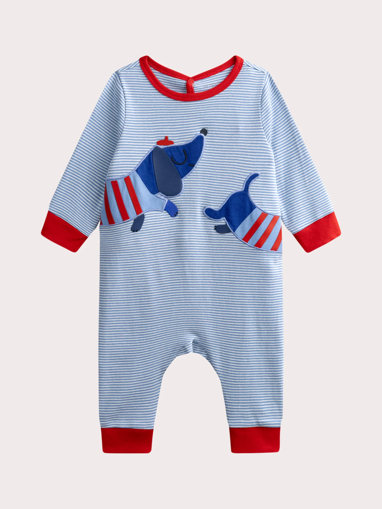 Grenouillere bleue rayée pour bébé garçon