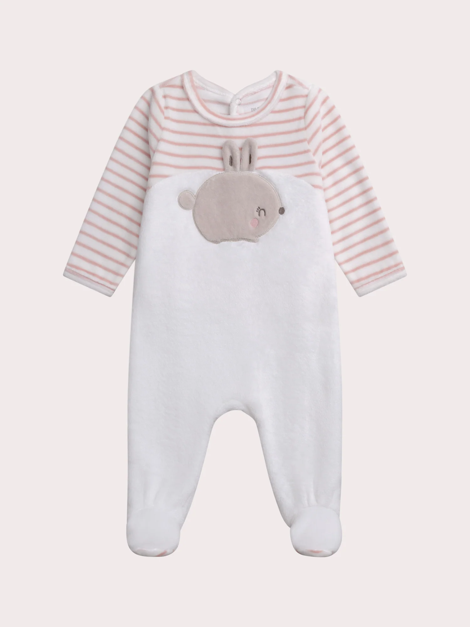 Grenouillère de naissance blanche motif lapin pour bébé fille