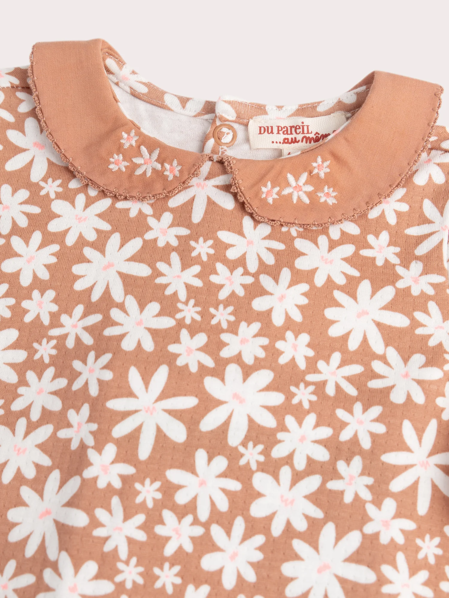 Grenouillere écrue à fleurs pour bébé fille - Image 2