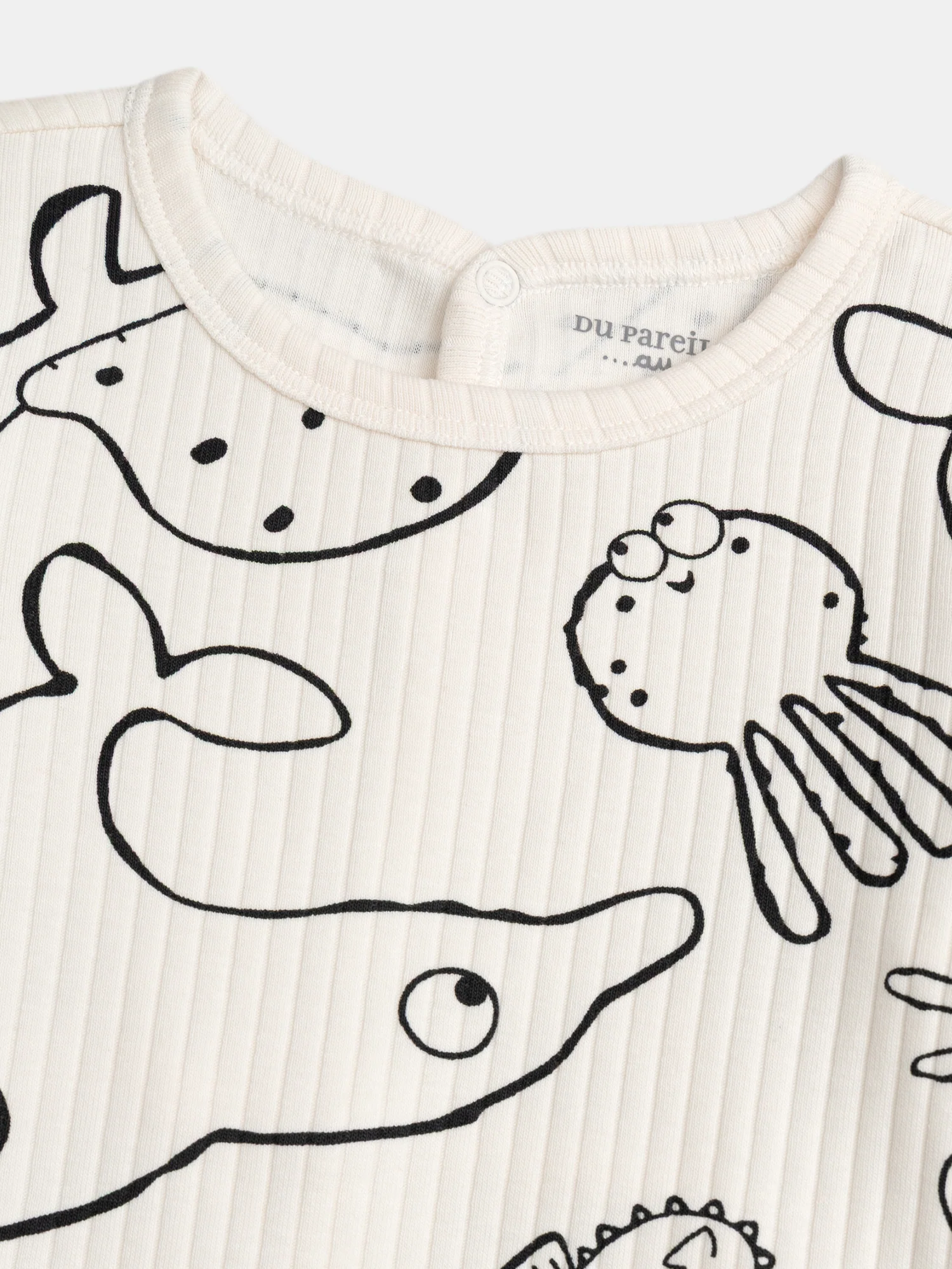 Grenouillère écrue avec imprimé intégral "Animaux Marins" pour bébé garçon - Image 7
