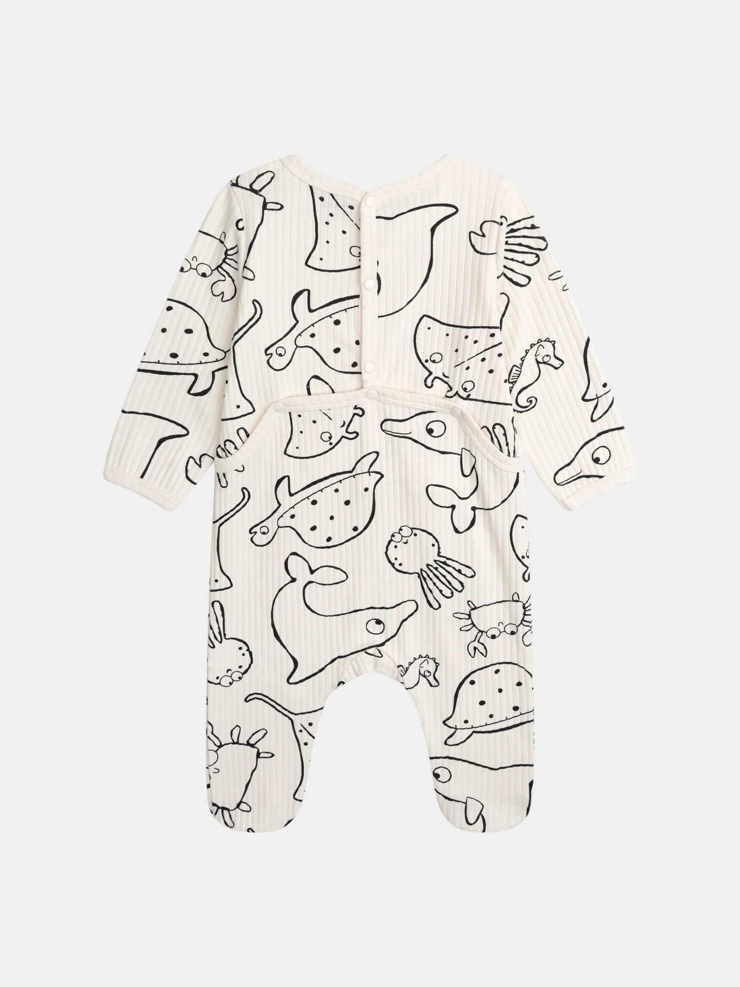 Grenouillère écrue avec imprimé intégral "Animaux Marins" pour bébé garçon - Image 8