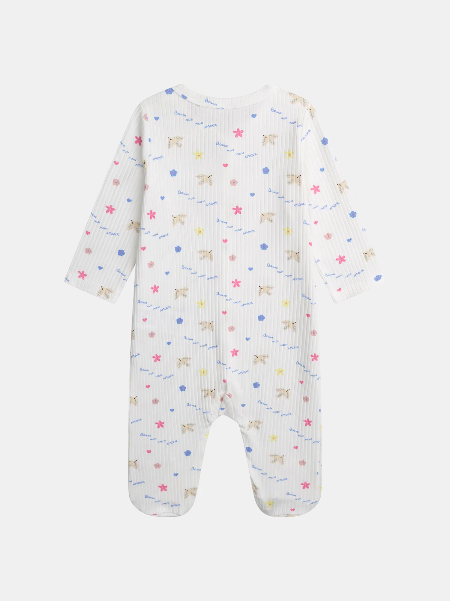 Grenouillère écrue avec imprimé intégral "bonne nuit mon amour" pour bébé fille - Image 3