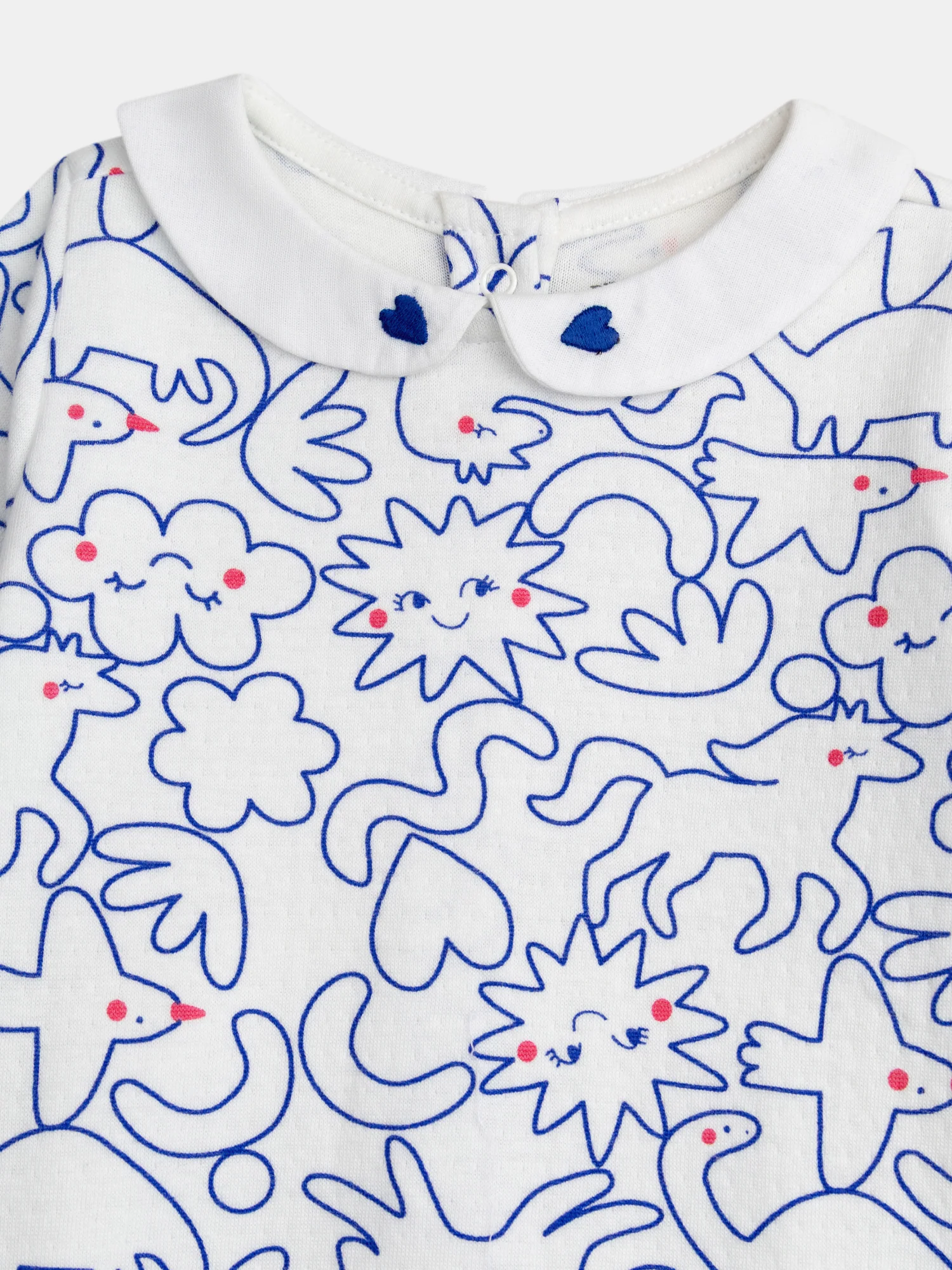 Grenouillère écrue col Claudine avec imprimé intégral "Dream" bleu pour bébé fille - Image 6