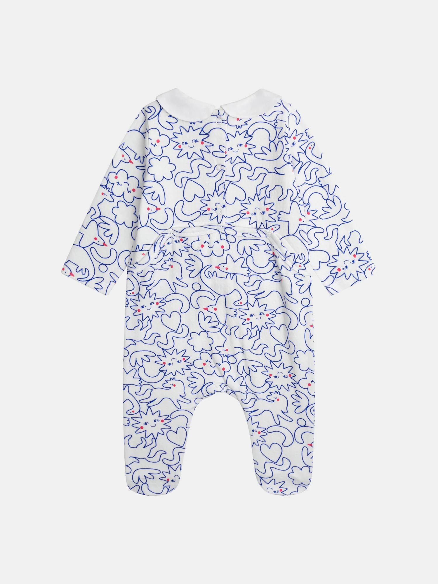 Grenouillère écrue col Claudine avec imprimé intégral "Dream" bleu pour bébé fille - Image 7