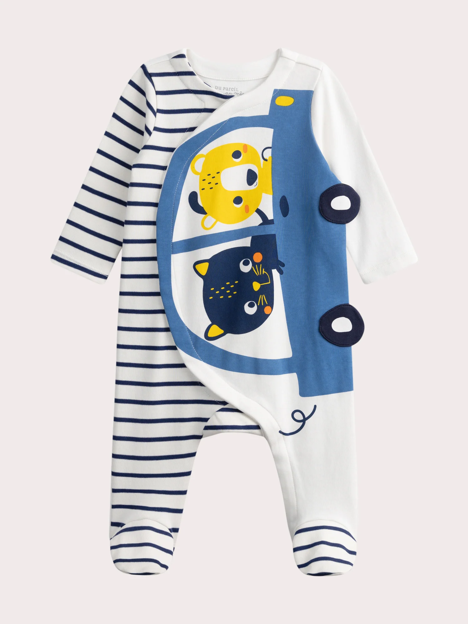 Grenouillere écrue voiture pour bébé garçon