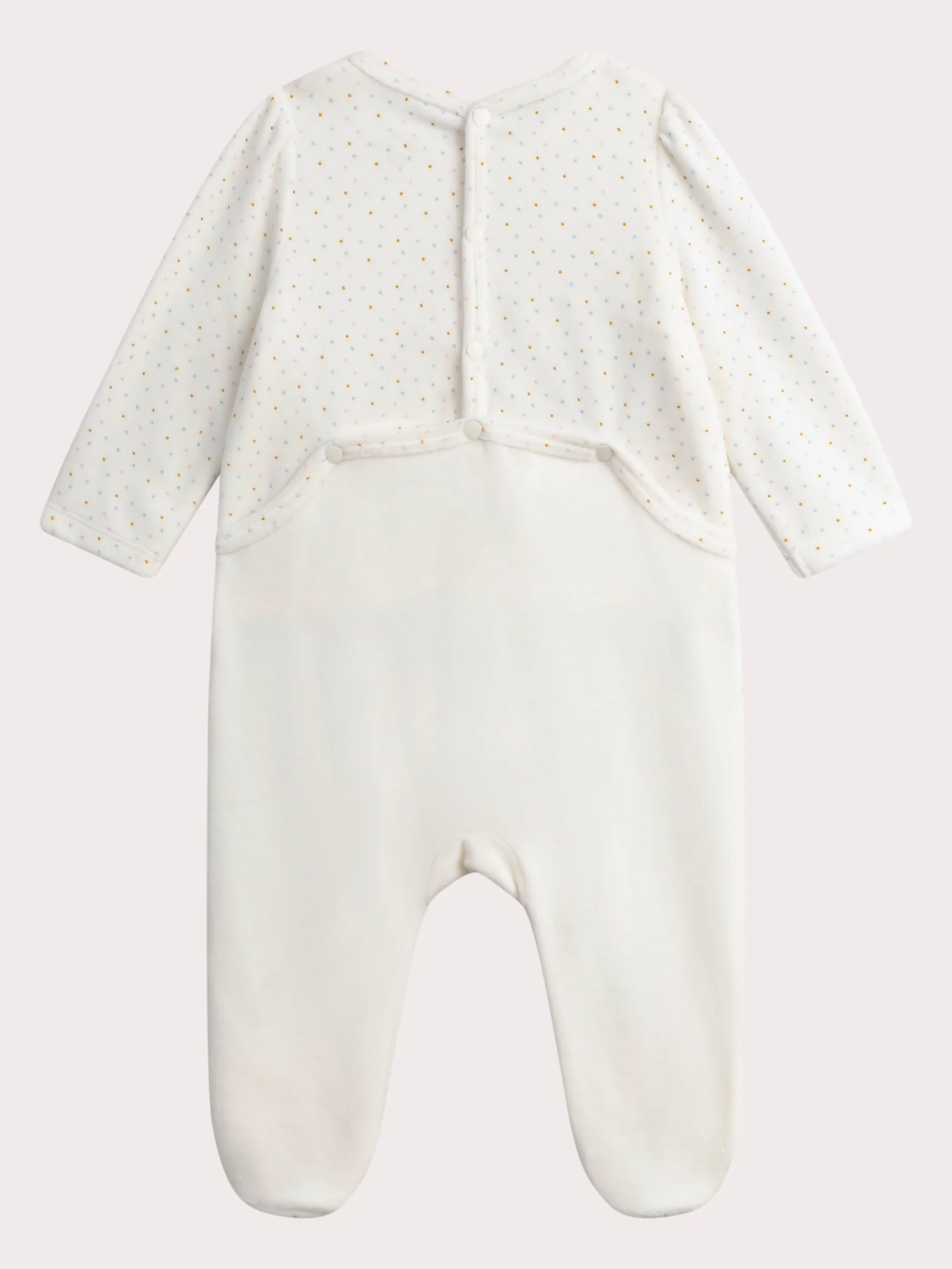 Grenouillere en velours écru pour bébé fille - Image 3