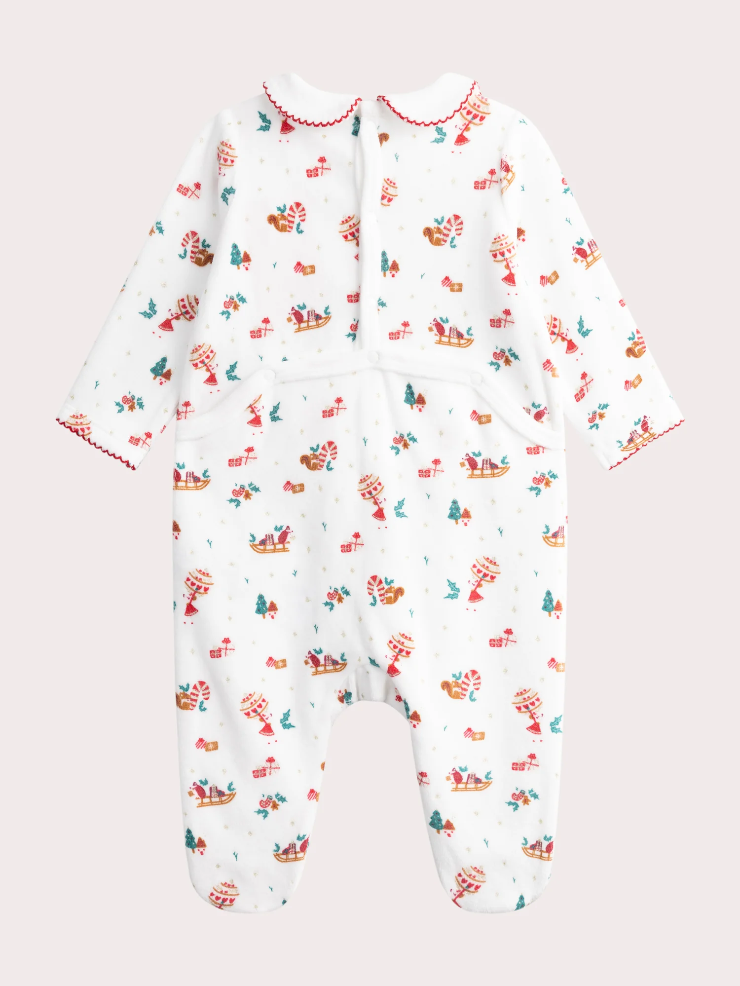 Grenouillere en velours theme Noël pour bébé fille - Image 3