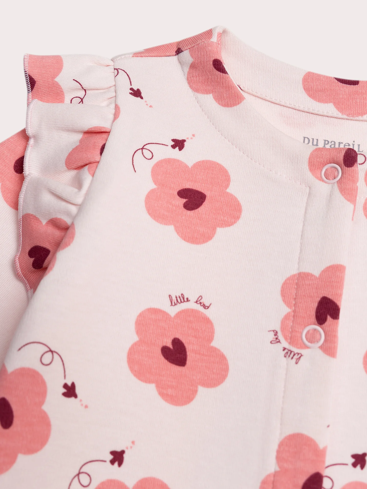 Grenouillère fleurs cœurs pour bébé fille - Image 4