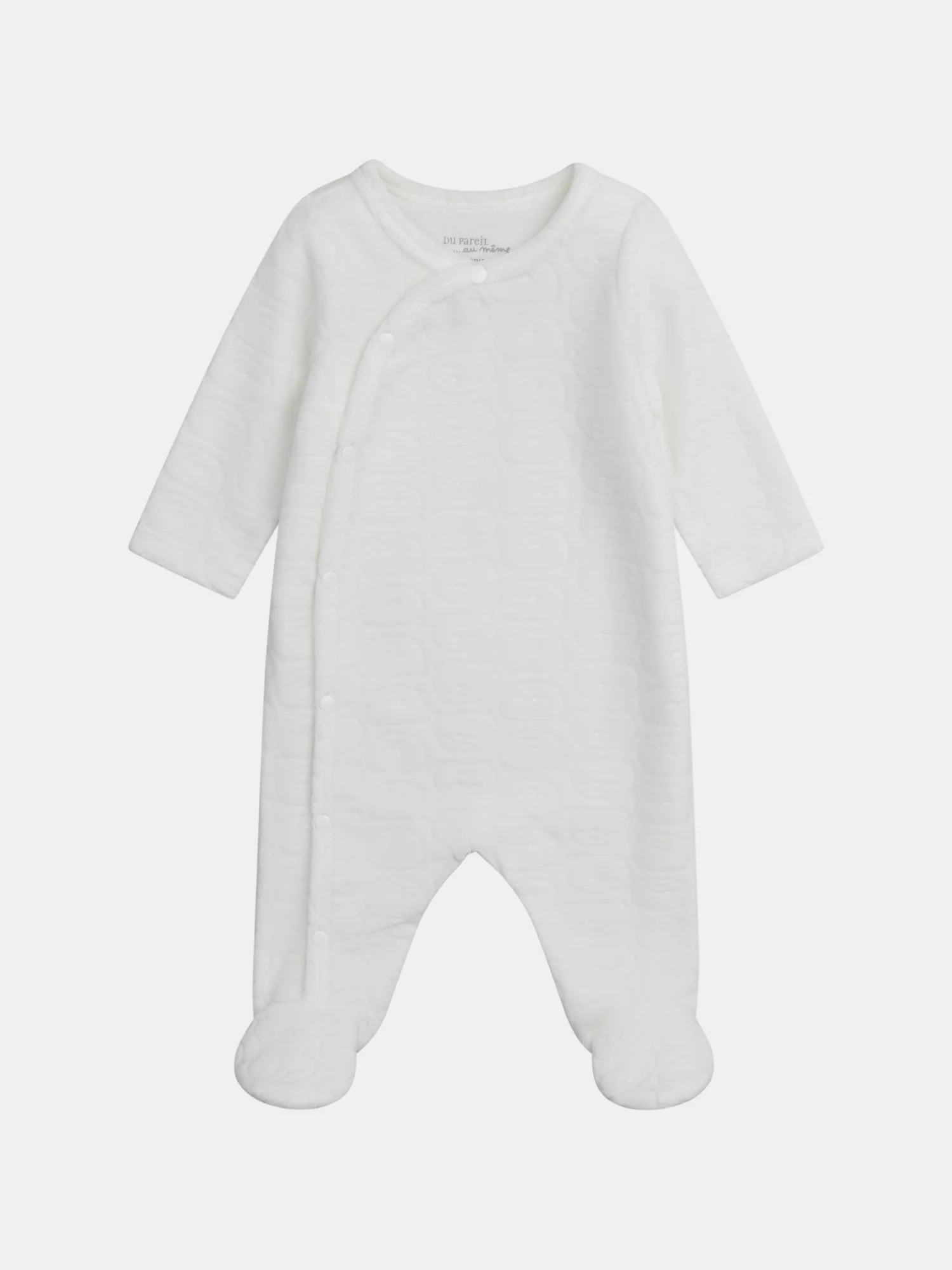 Grenouillère naissance à motif fantaisie blanc