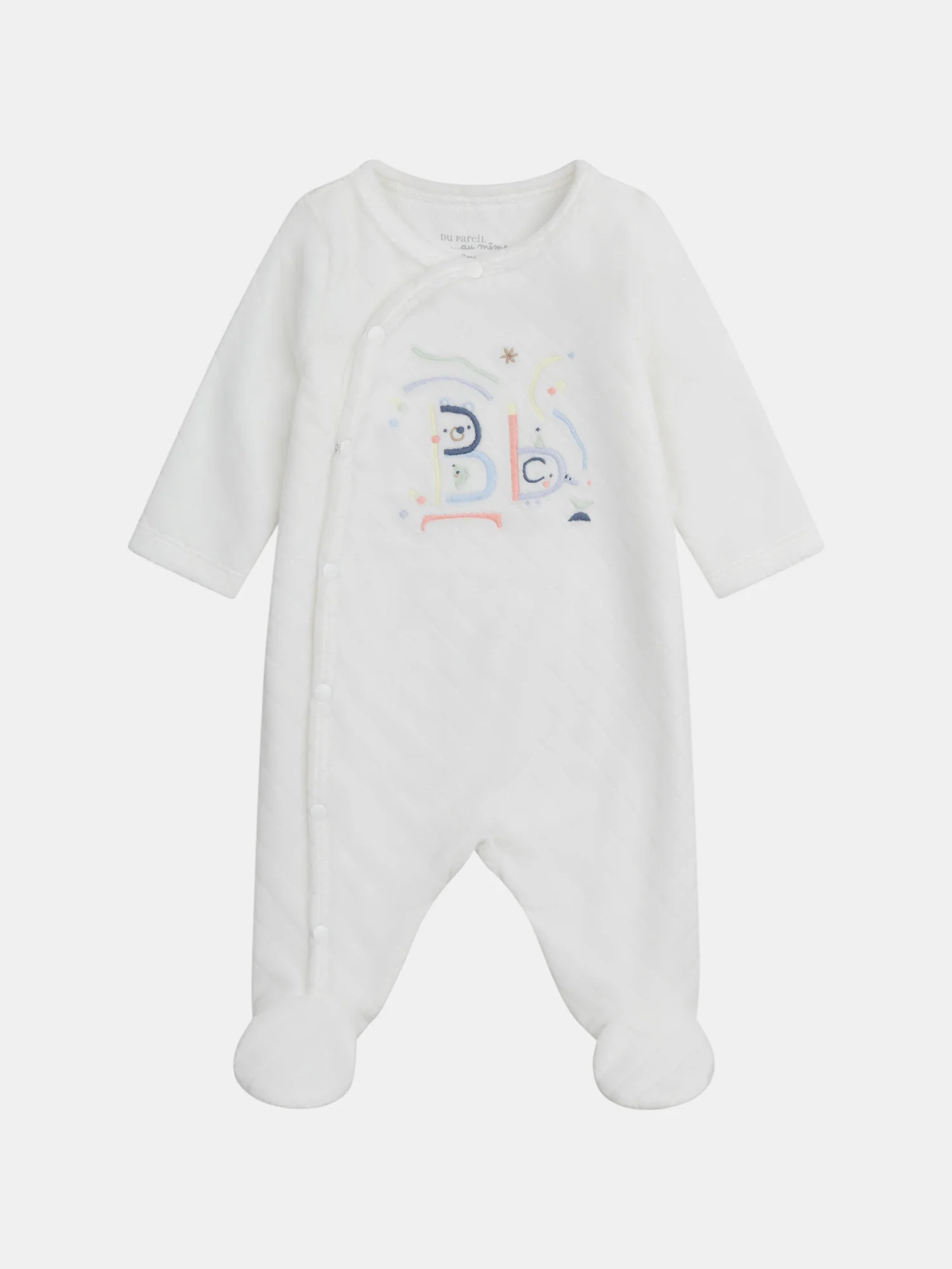 Grenouillère naissance avec broderie colorée