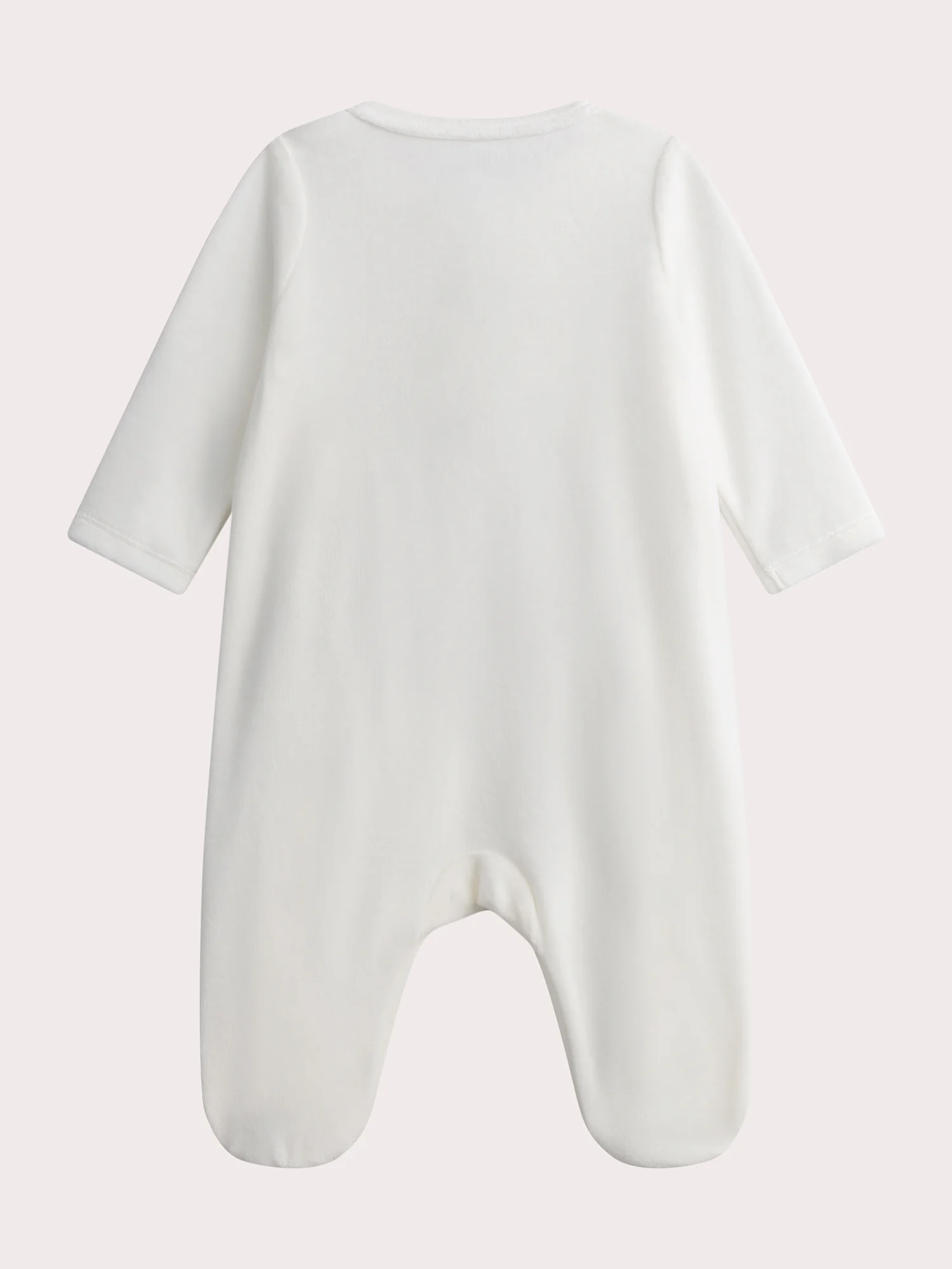 Grenouillère naissance écrue en velours motif zèbre - Image 3
