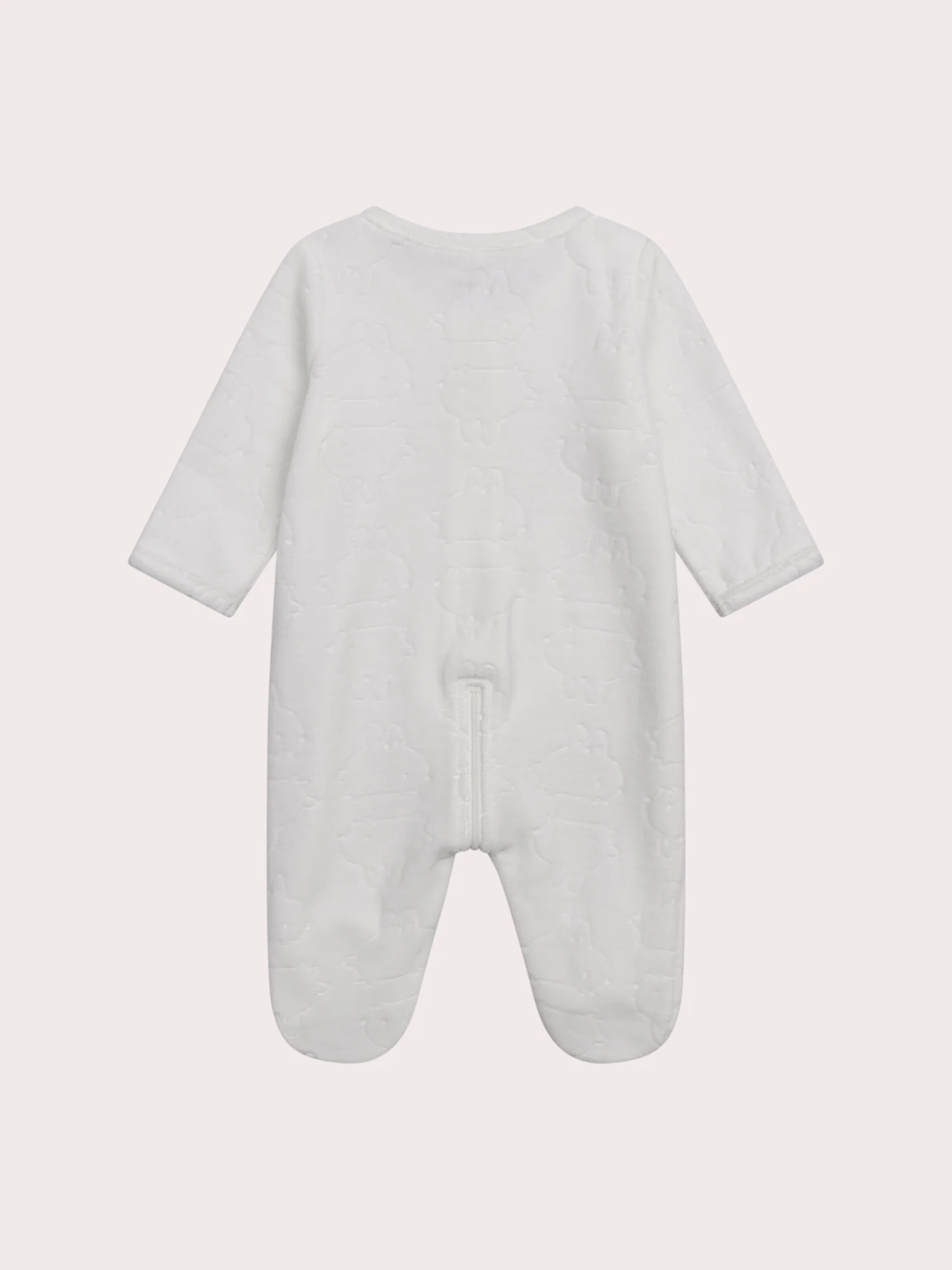 Grenouillère naissance en velours fantaisie blanc - Image 3