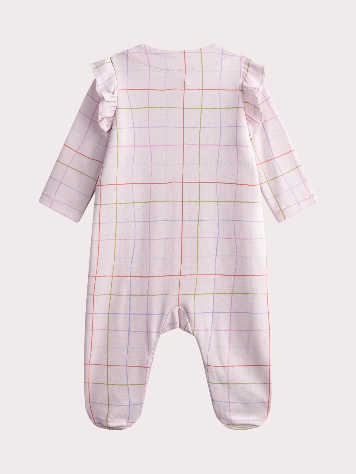 Grenouillere rose à carreaux pour bébé fille - Image 3