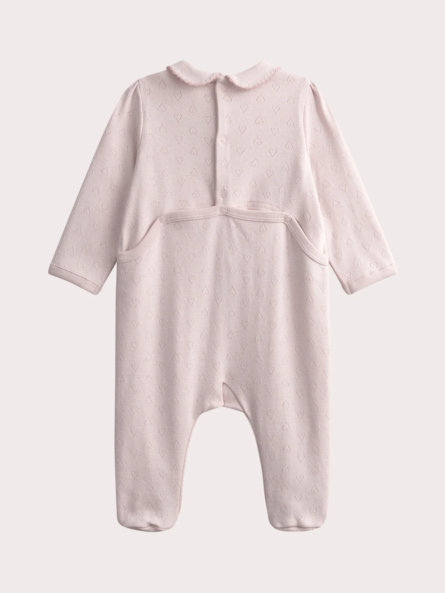 Grenouillere rose ajourée pour bébé fille - Image 3