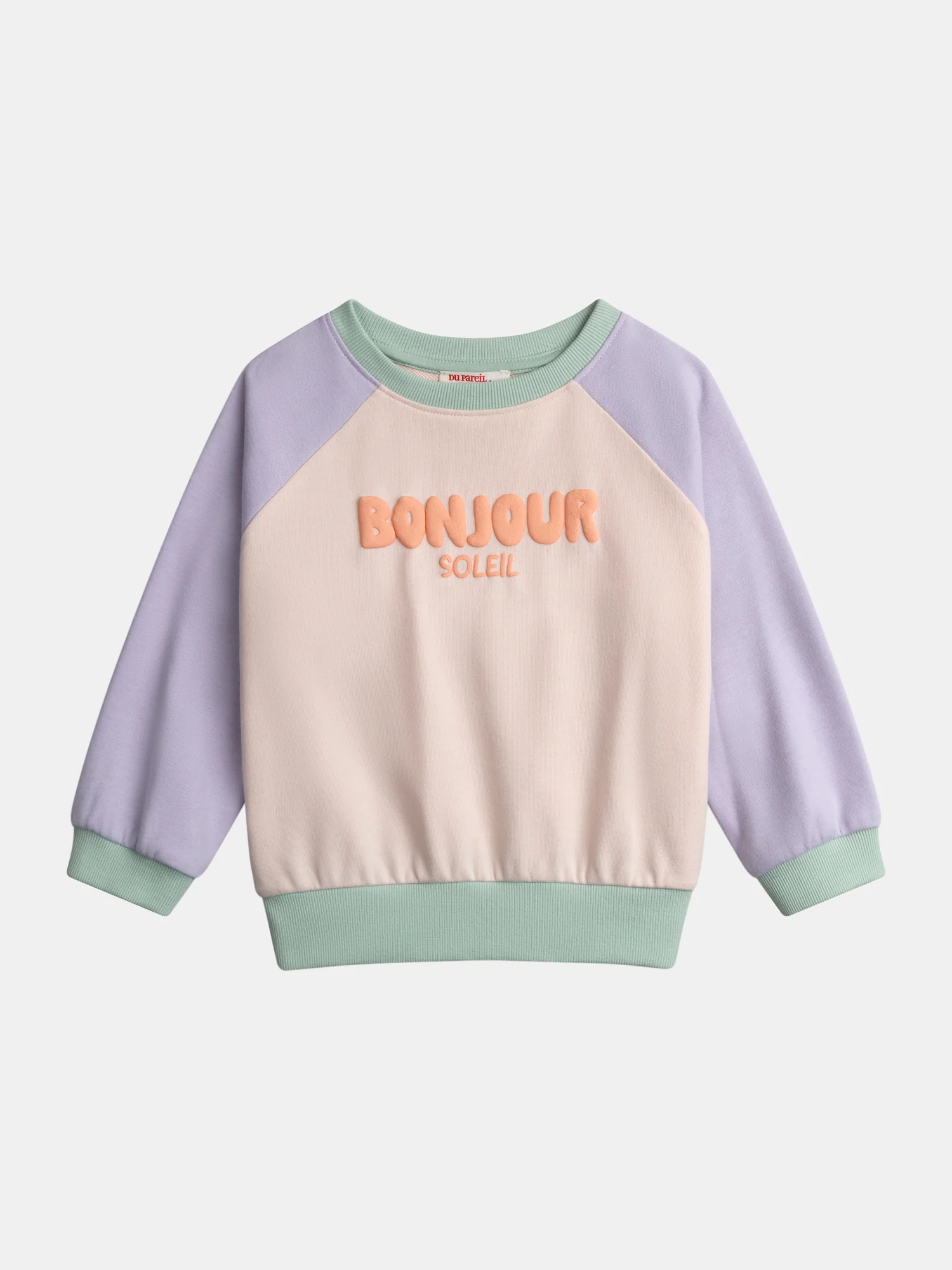 Haut de jogging colo block animation bonjour pour fille