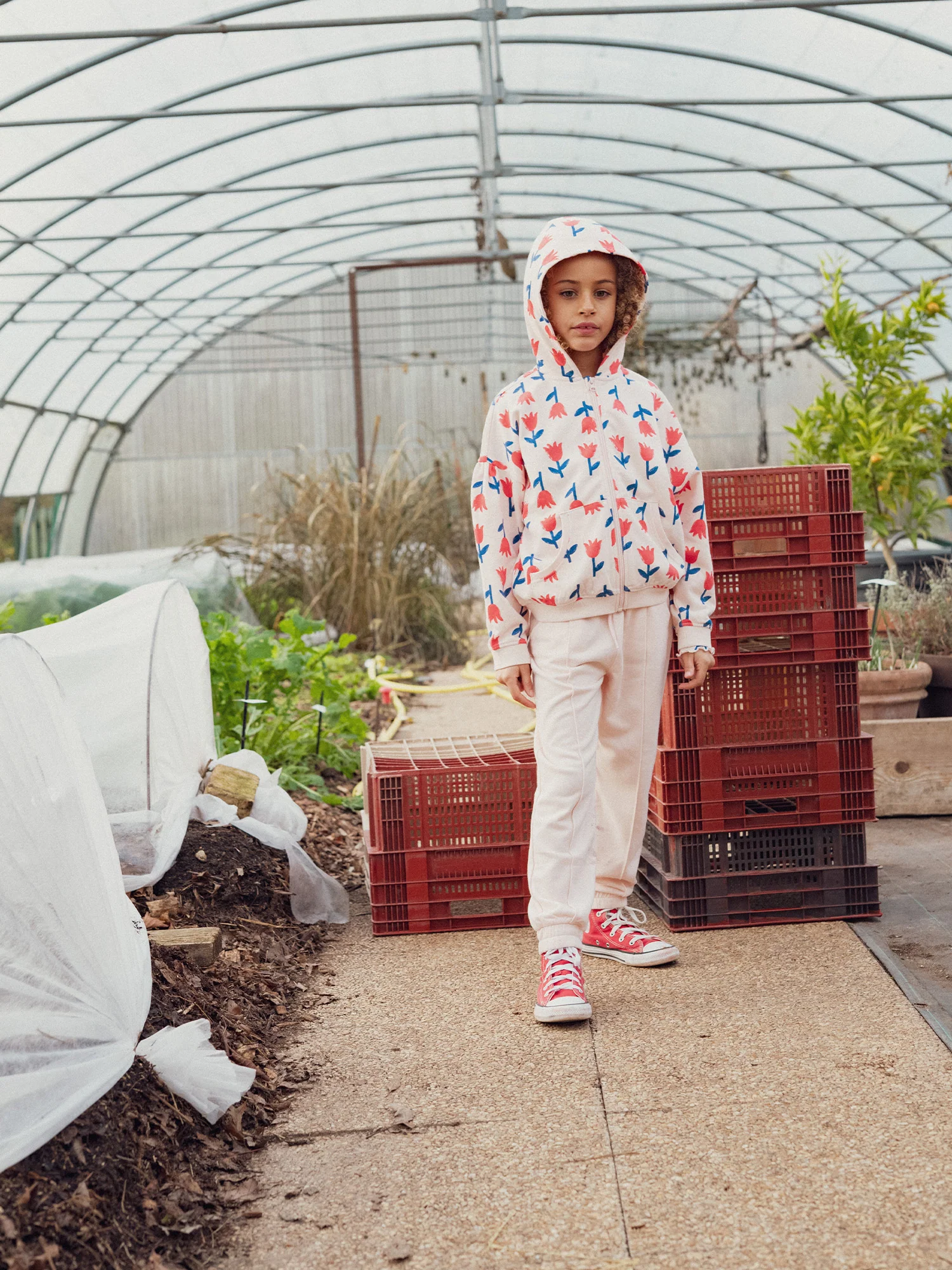 Haut de jogging rose imprimé coquelicots pour fille - Image 2