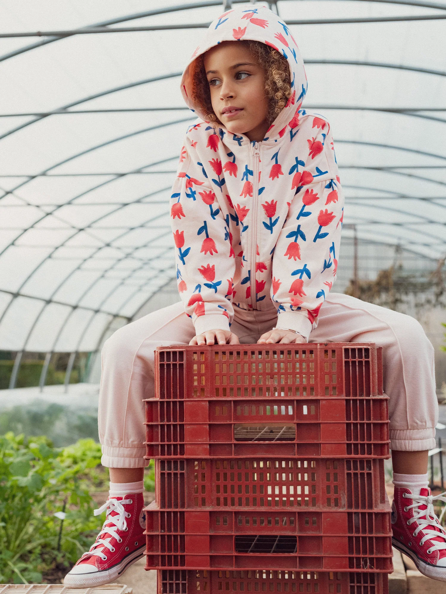 Haut de jogging rose imprimé coquelicots pour fille - Image 3