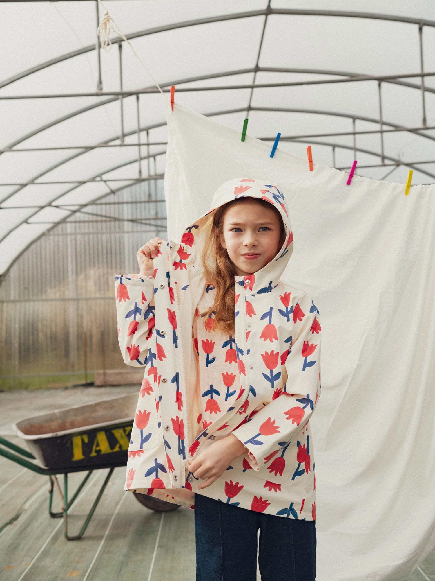 Imperméable écru à imprimé fleurs pour fille - Image 3
