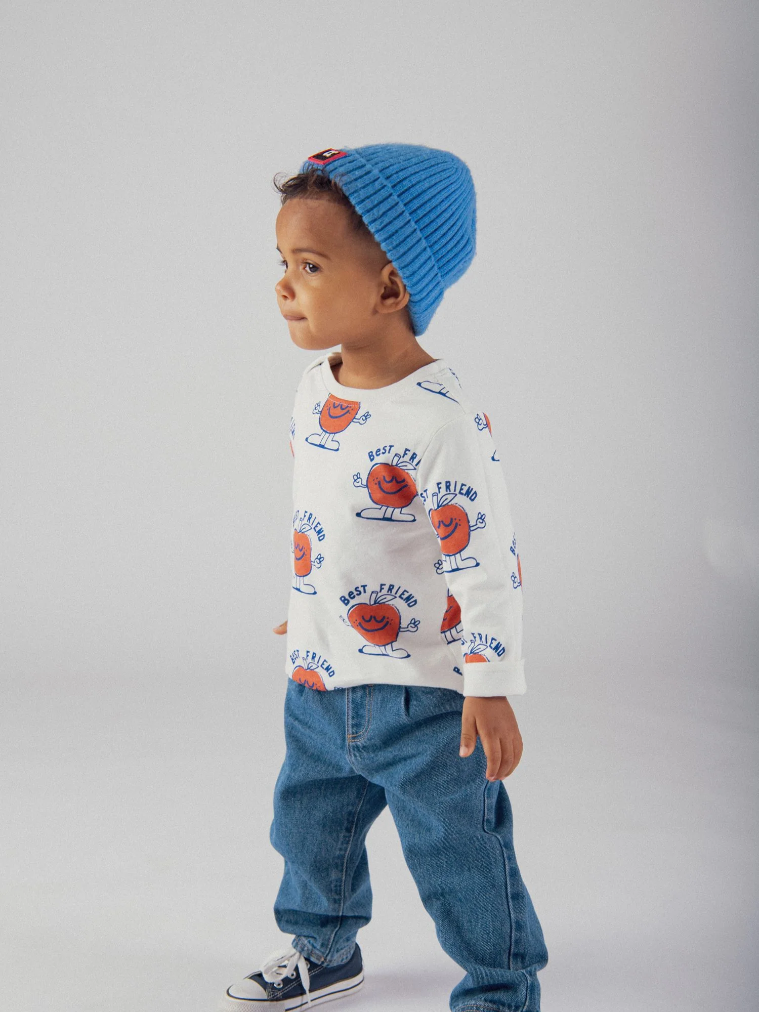 Jean bleu bicolore motif pomme pour bébé garçon - Image 3