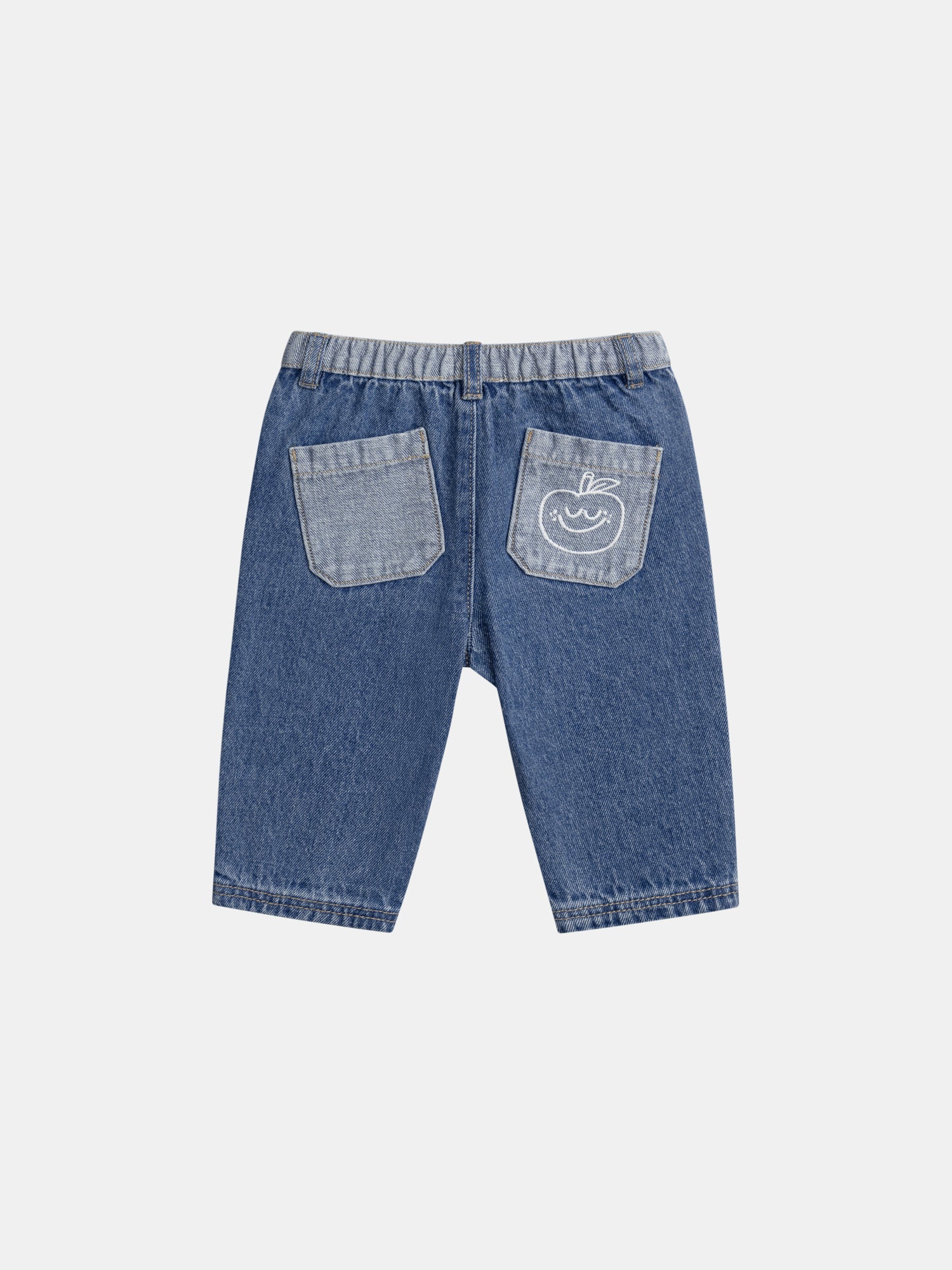 Jean bleu bicolore motif pomme pour bébé garçon - Image 7