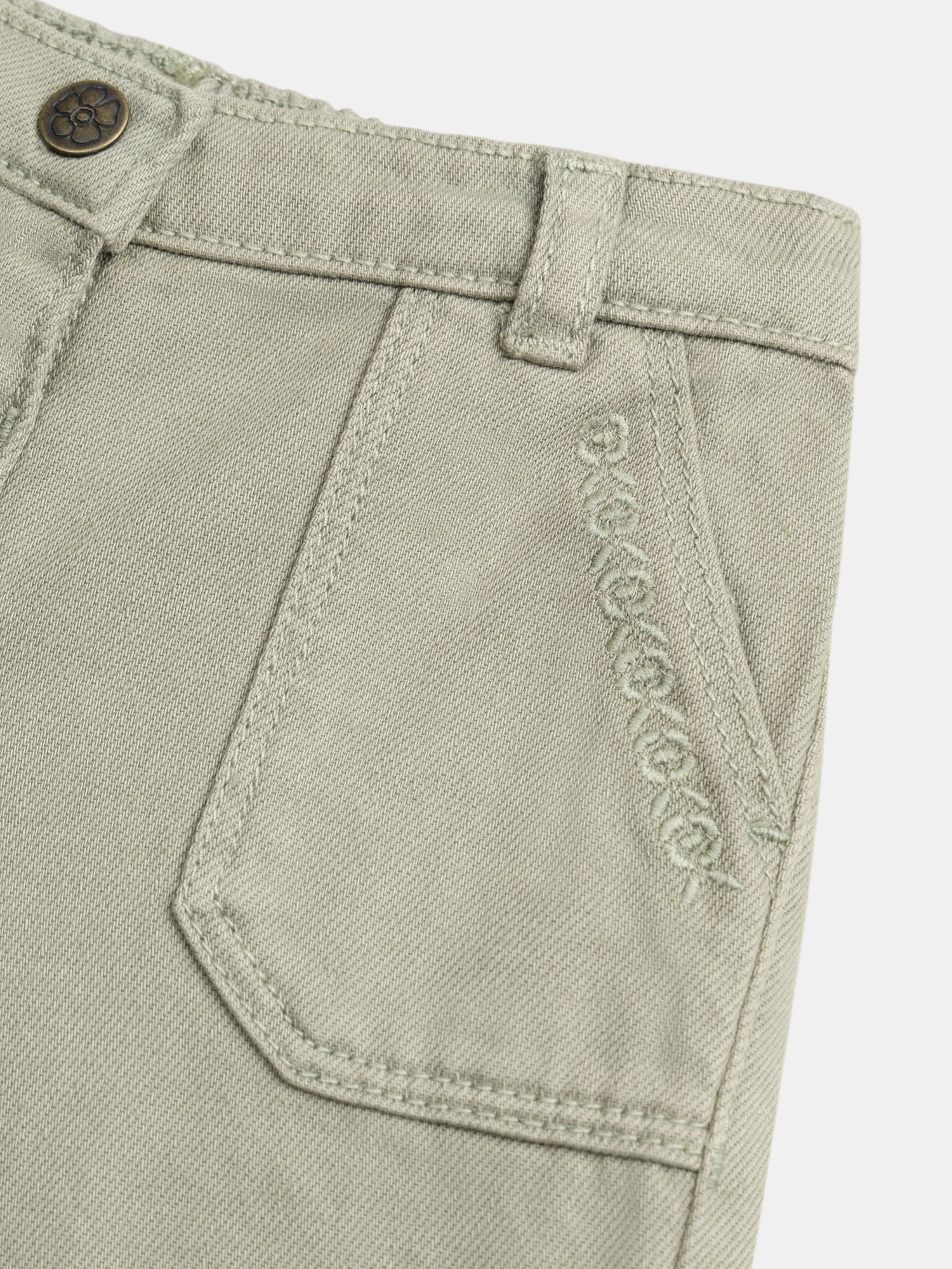 Jean coloré avec broderie fleurs pour bébé fille - Image 4