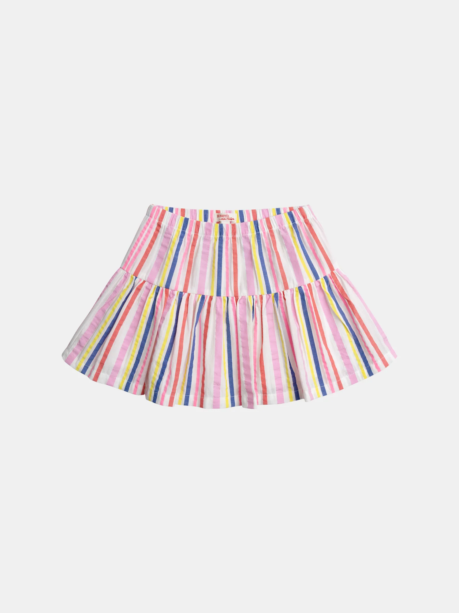 Jupe doublure short écrue rayures multicolores pour fille