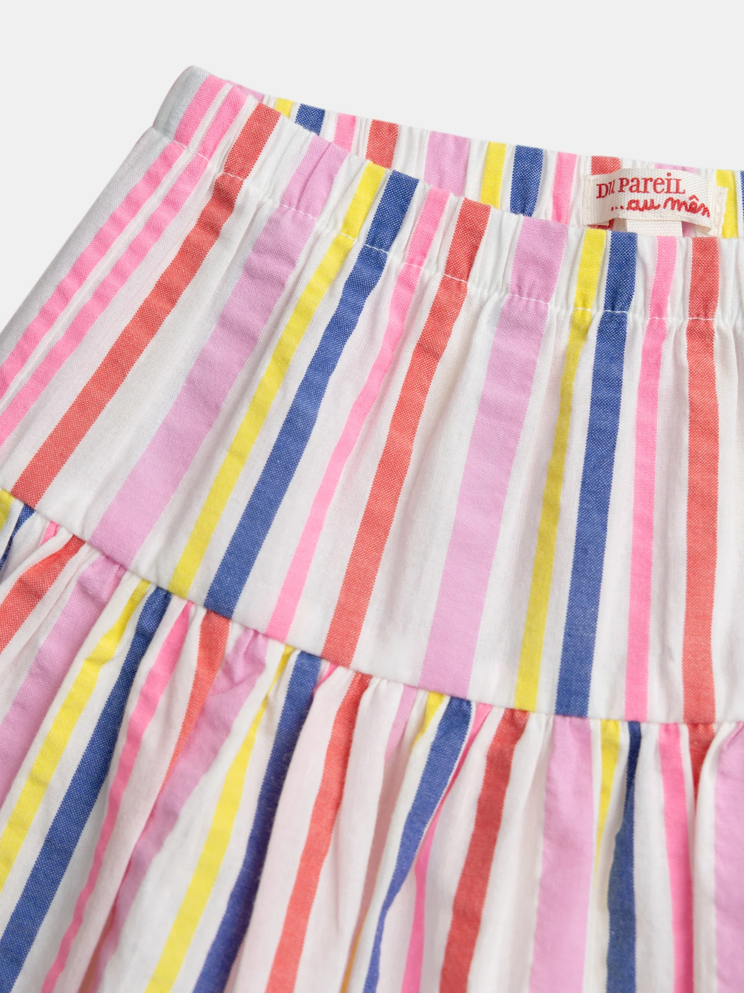 Jupe doublure short écrue rayures multicolores pour fille - Image 4
