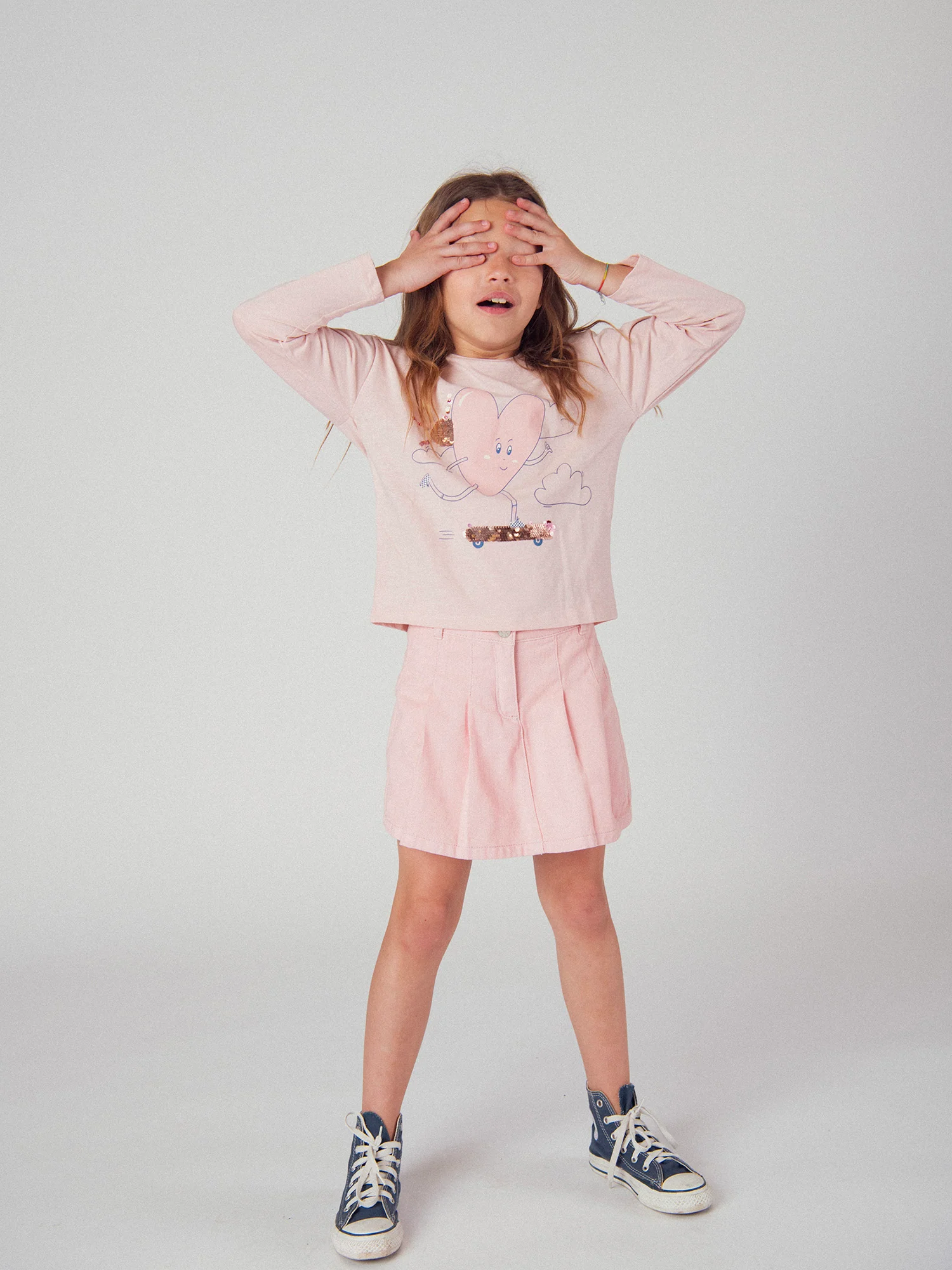 Jupe short rose à poches pour fille - Image 3