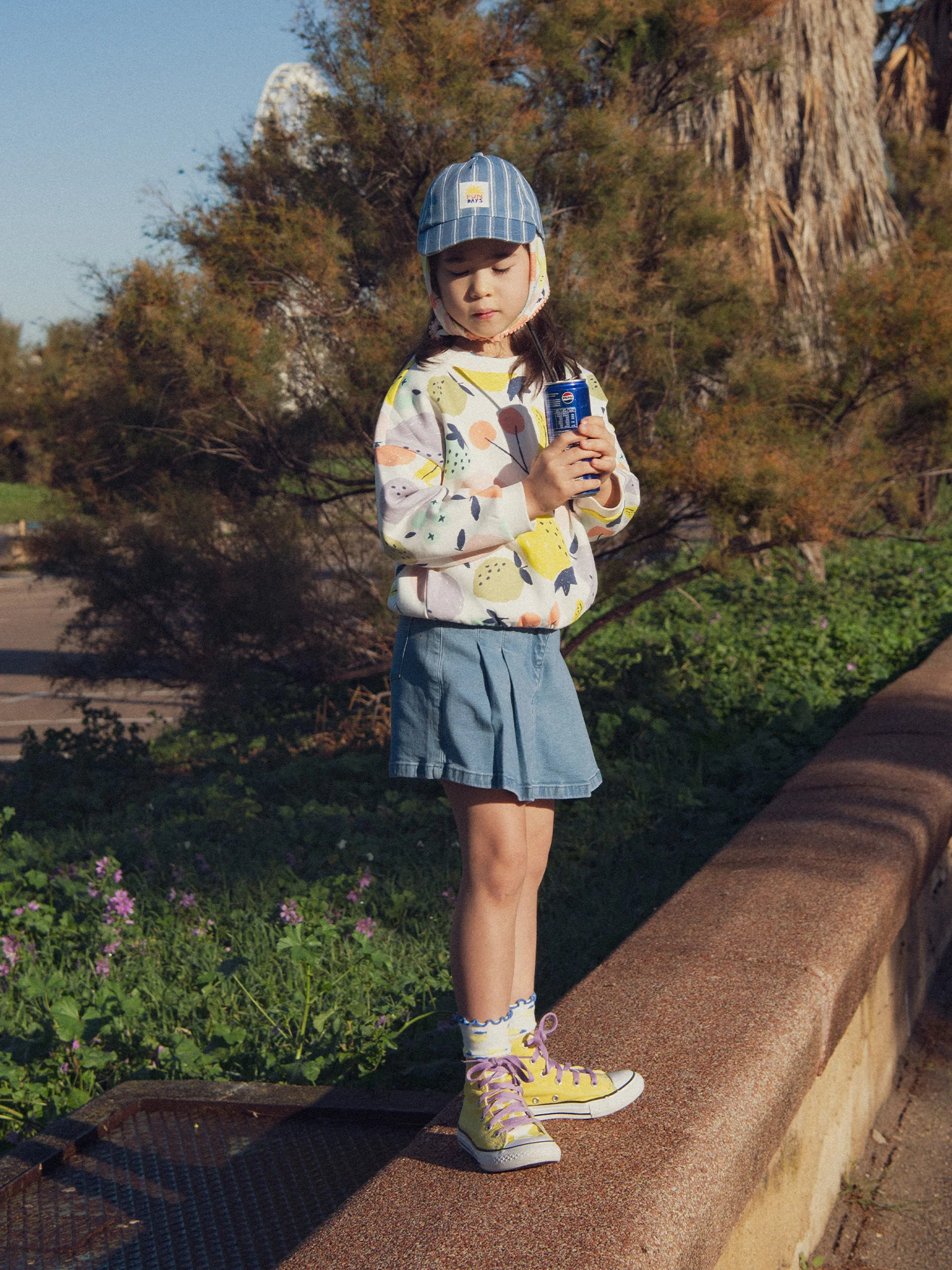 Jupe short plissée en denim pour fille - Image 3