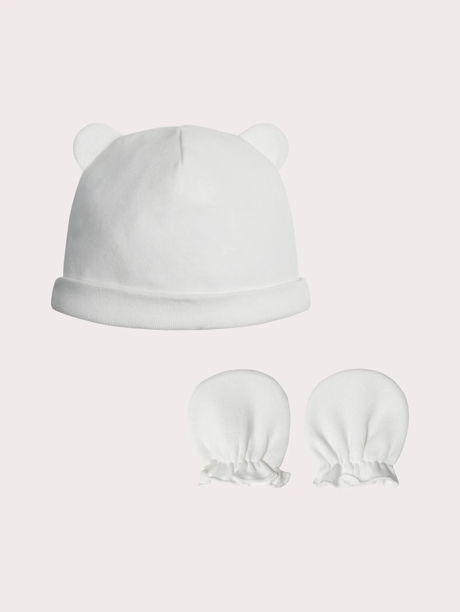 Lot bonnet et moufles de naissance