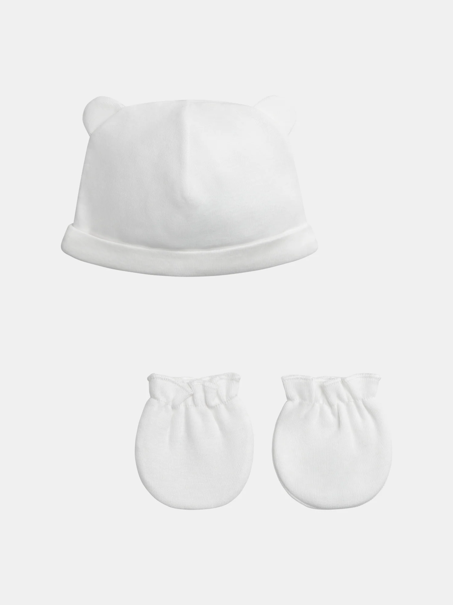 Lot bonnet et moufles de naissance