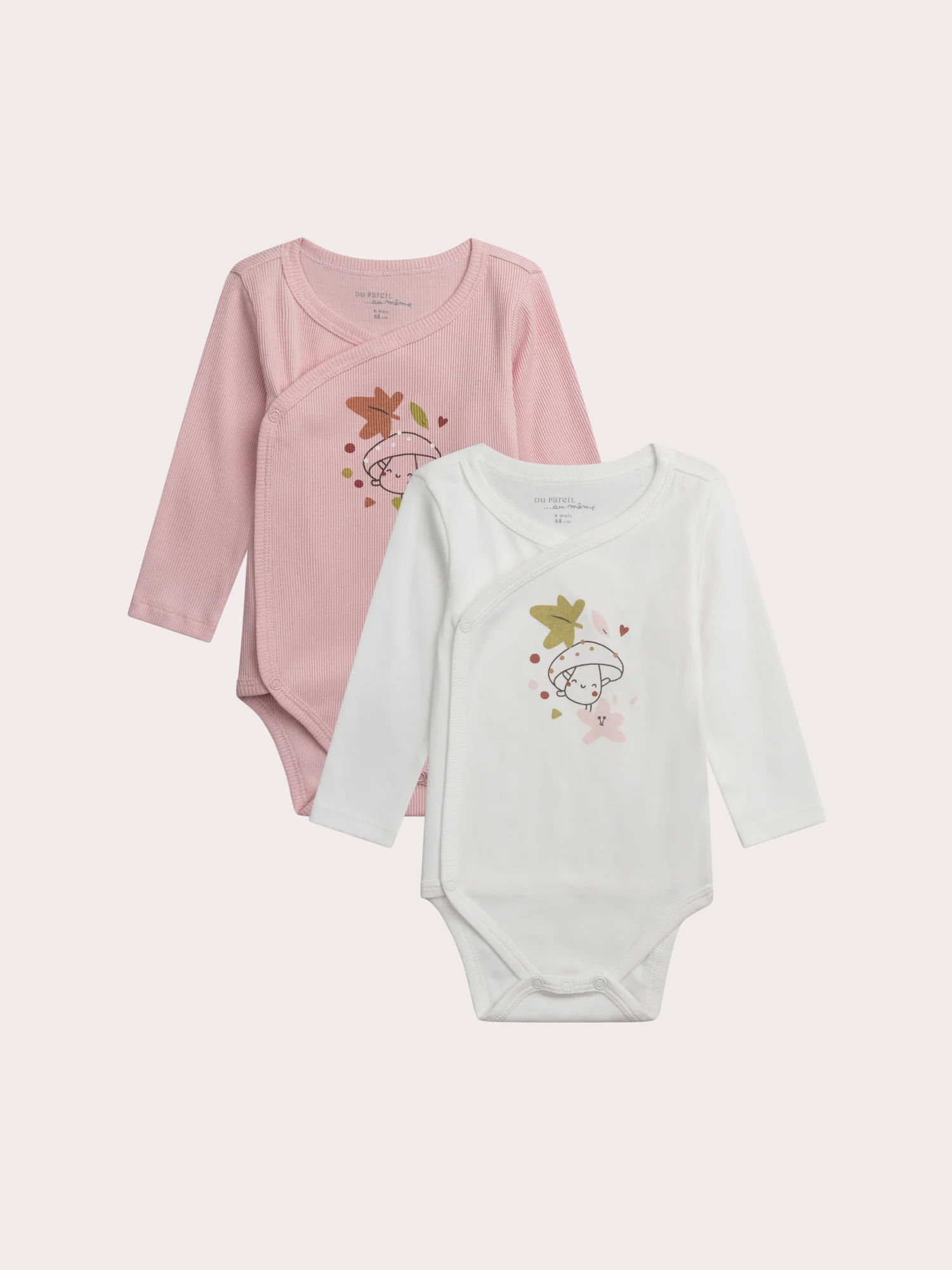 Lot de 2 bodies de naissance motif champignon pour bébé fille