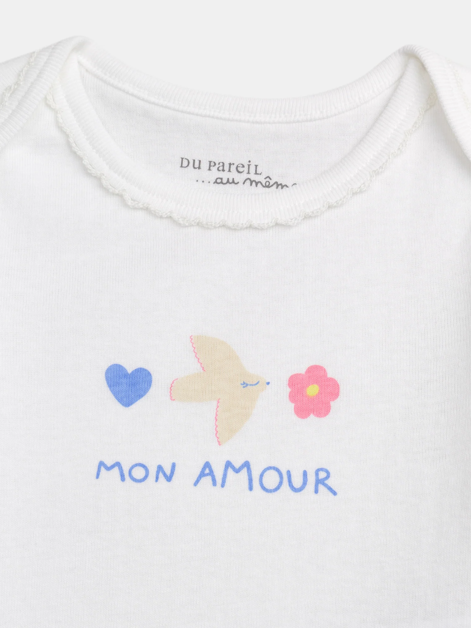 Lot de 2 bodies écru "Mon Amour" à manches courtespour bébé fille - Image 3