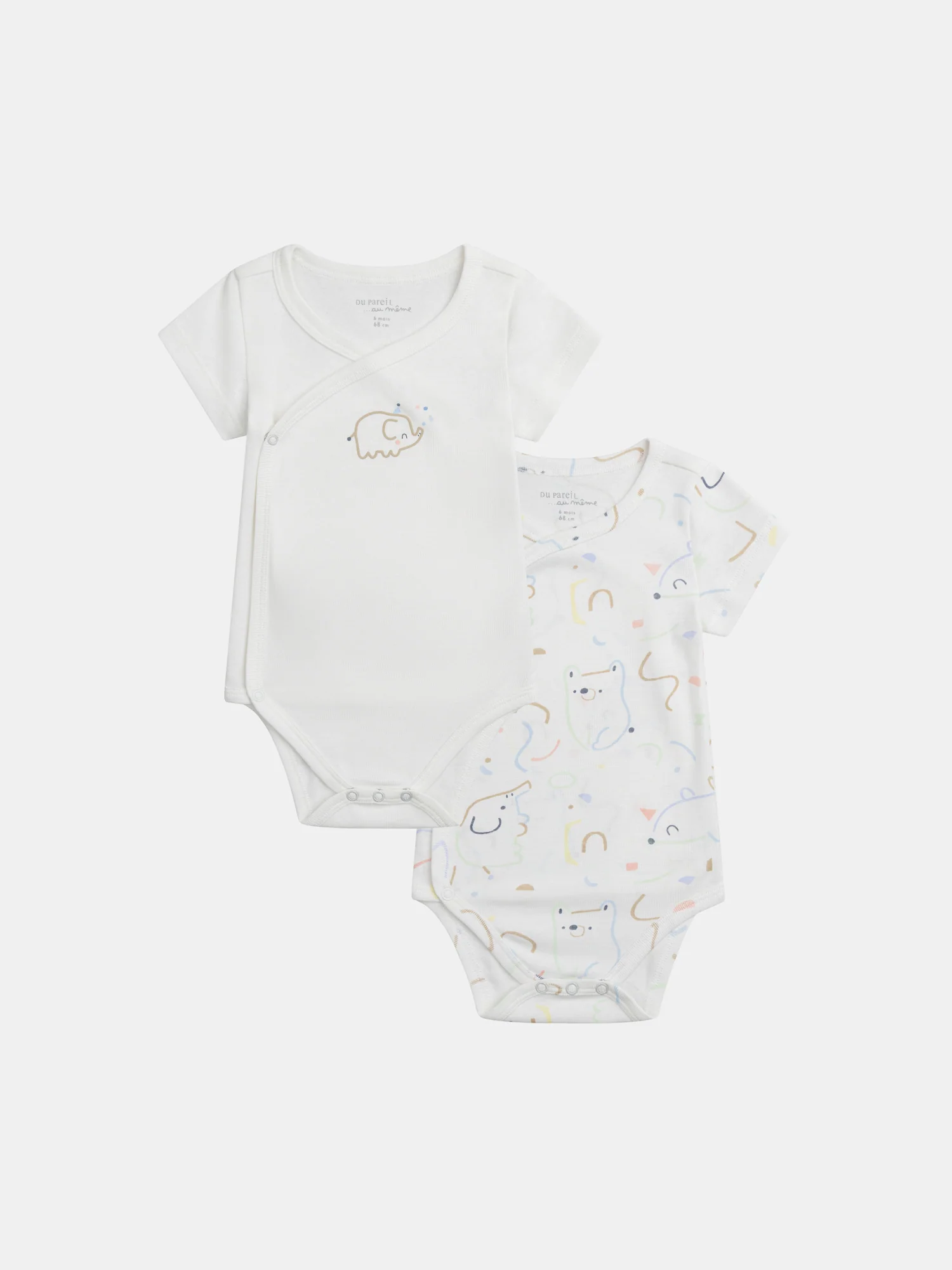 Lot de 2 bodies naissance mixte imprimé fantaisie