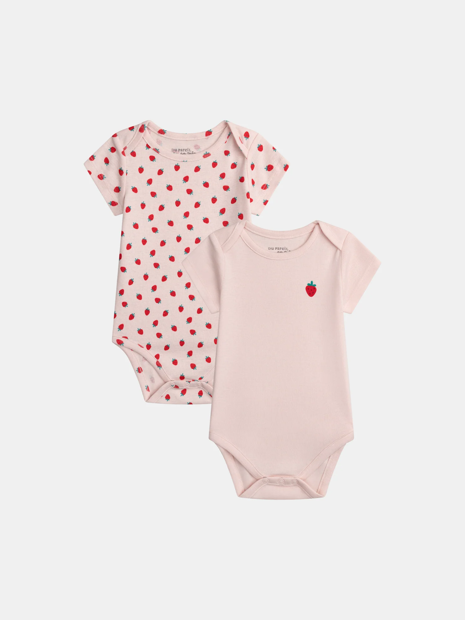 Lot de 2 bodies rose "FRAISE" à manches courtes pour bébé fille