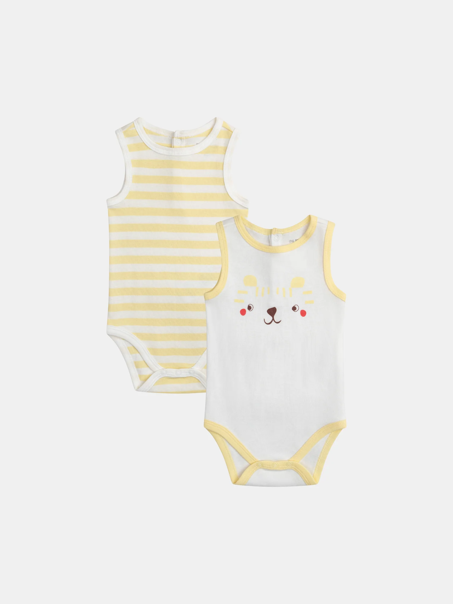 Lot de 2 bodies sans manches rayé et motif tigre pour bébé garçon