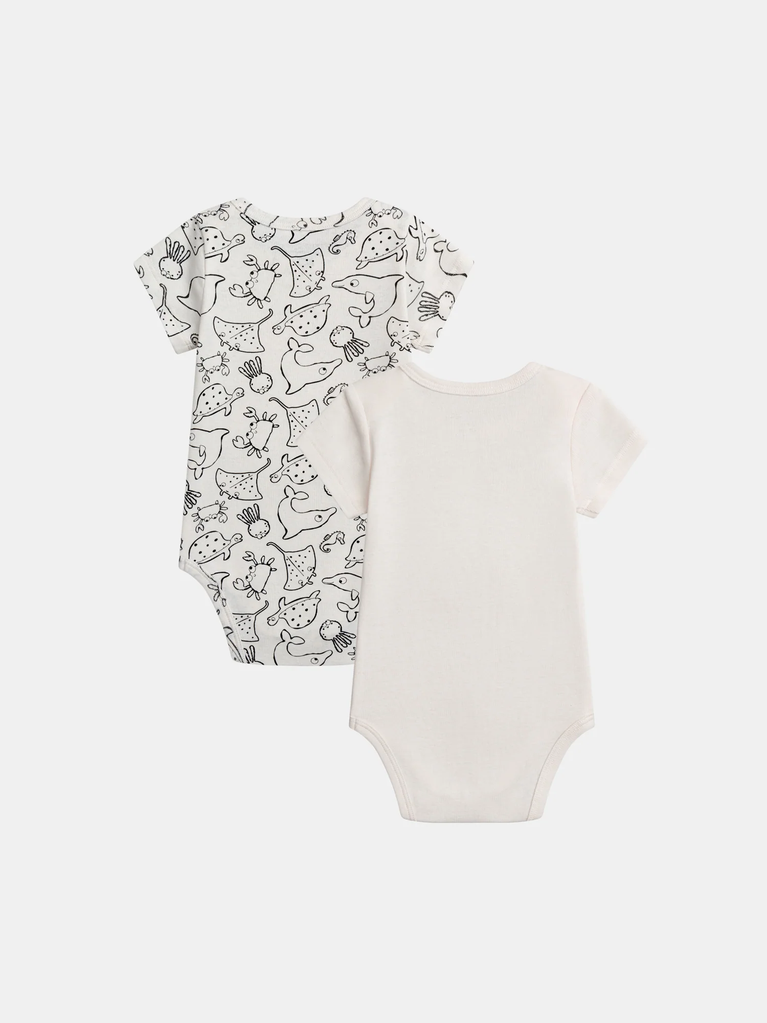 Lot de 2 bodies vanille "Animaux Marins" à manches courtes pour bébé garçon - Image 5