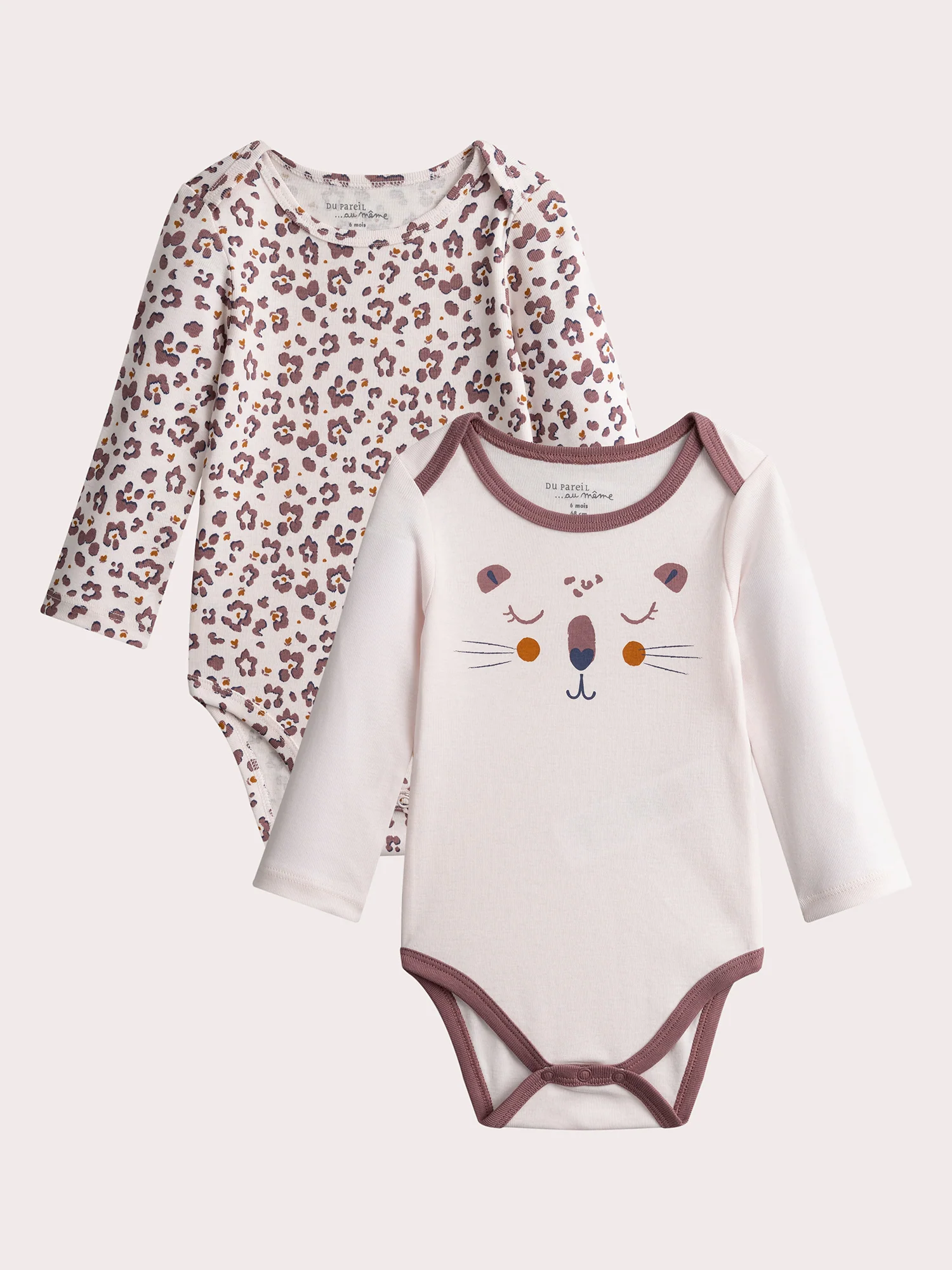 Lot de 2 body manches longgues à imprimé panthere pour bébé fille