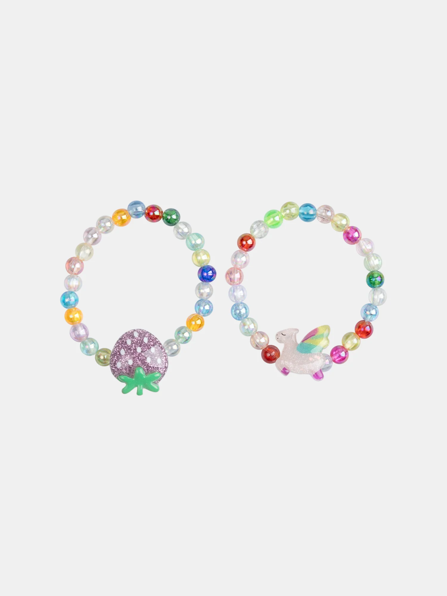 Lot de 2 bracelets licorne et fraise pour fille