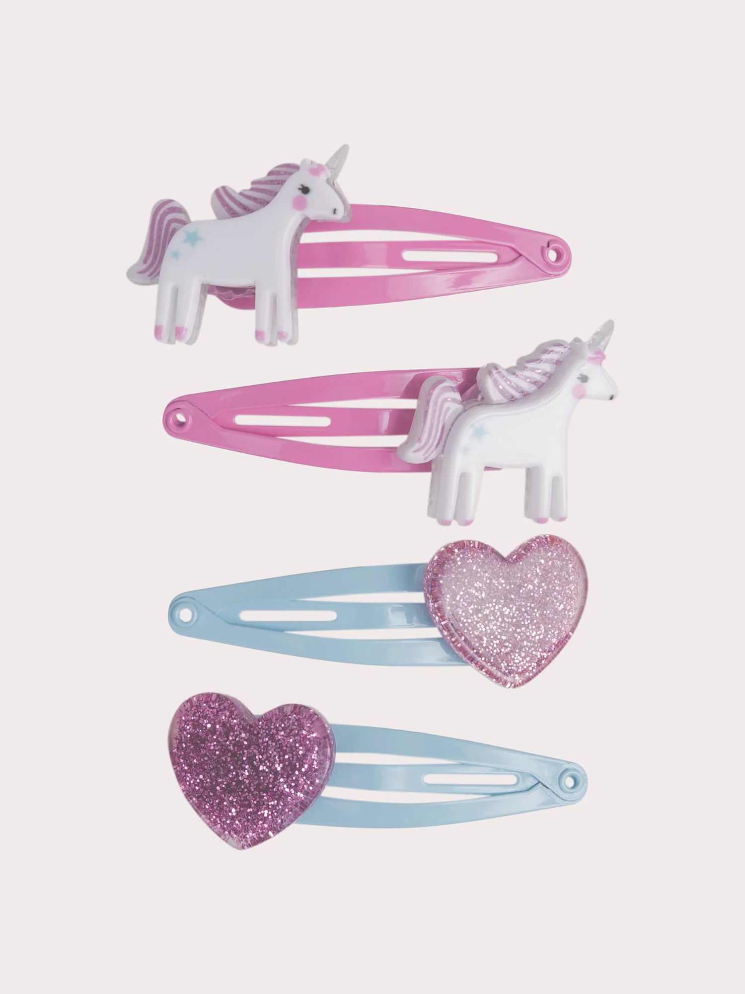 Lot de 4 barrettes cœur et licorne pour fille