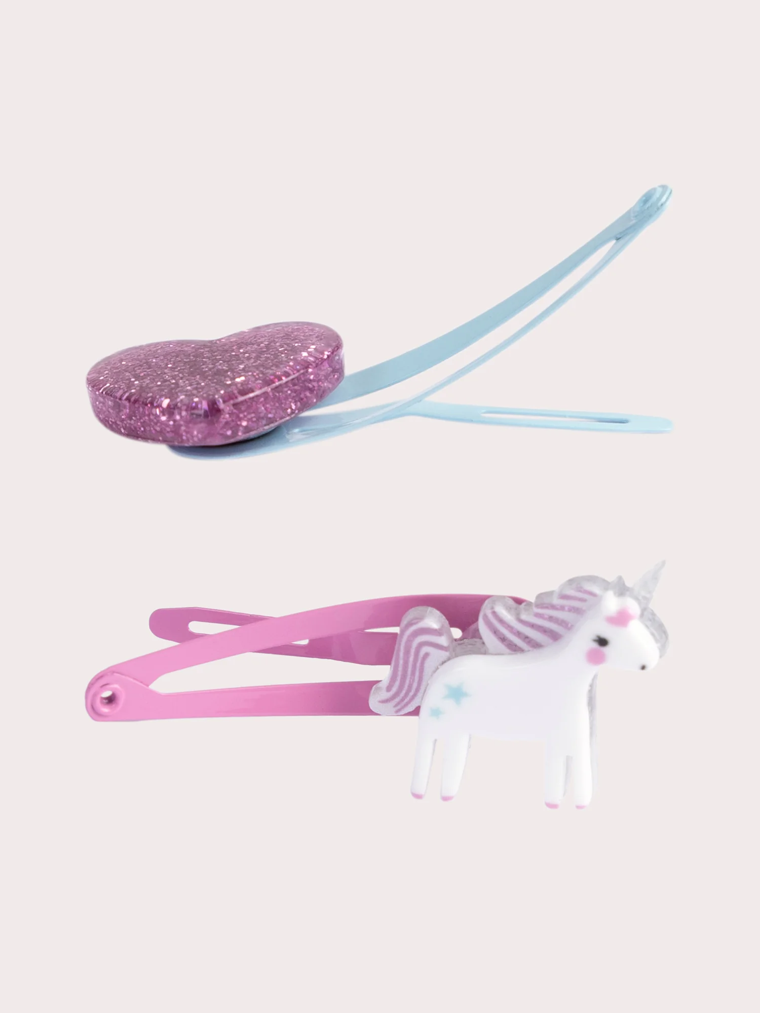 Lot de 4 barrettes cœur et licorne pour fille - Image 2