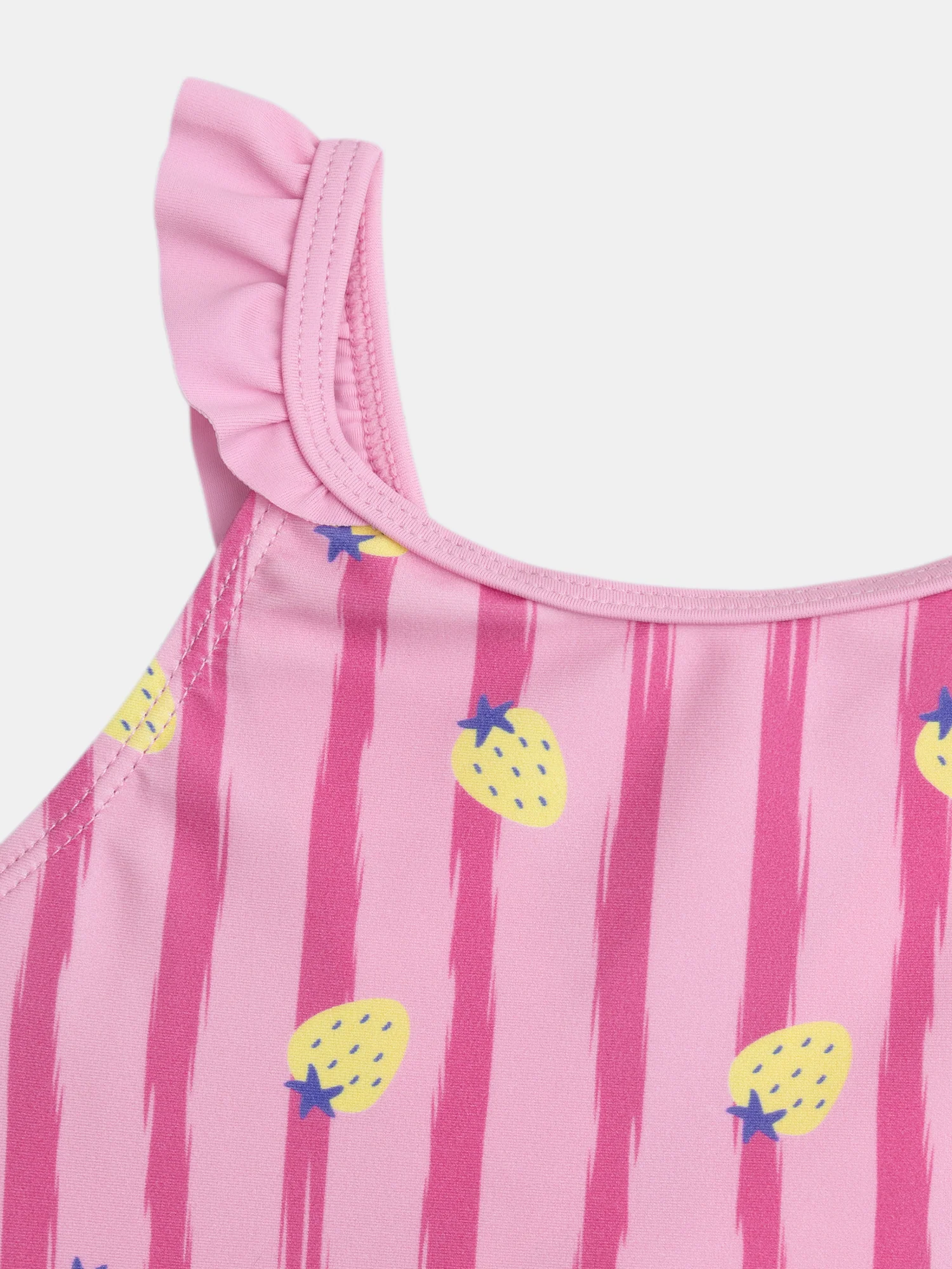 Maillot de bain 1 pièce imprimé fraises à rayures roses - Image 3